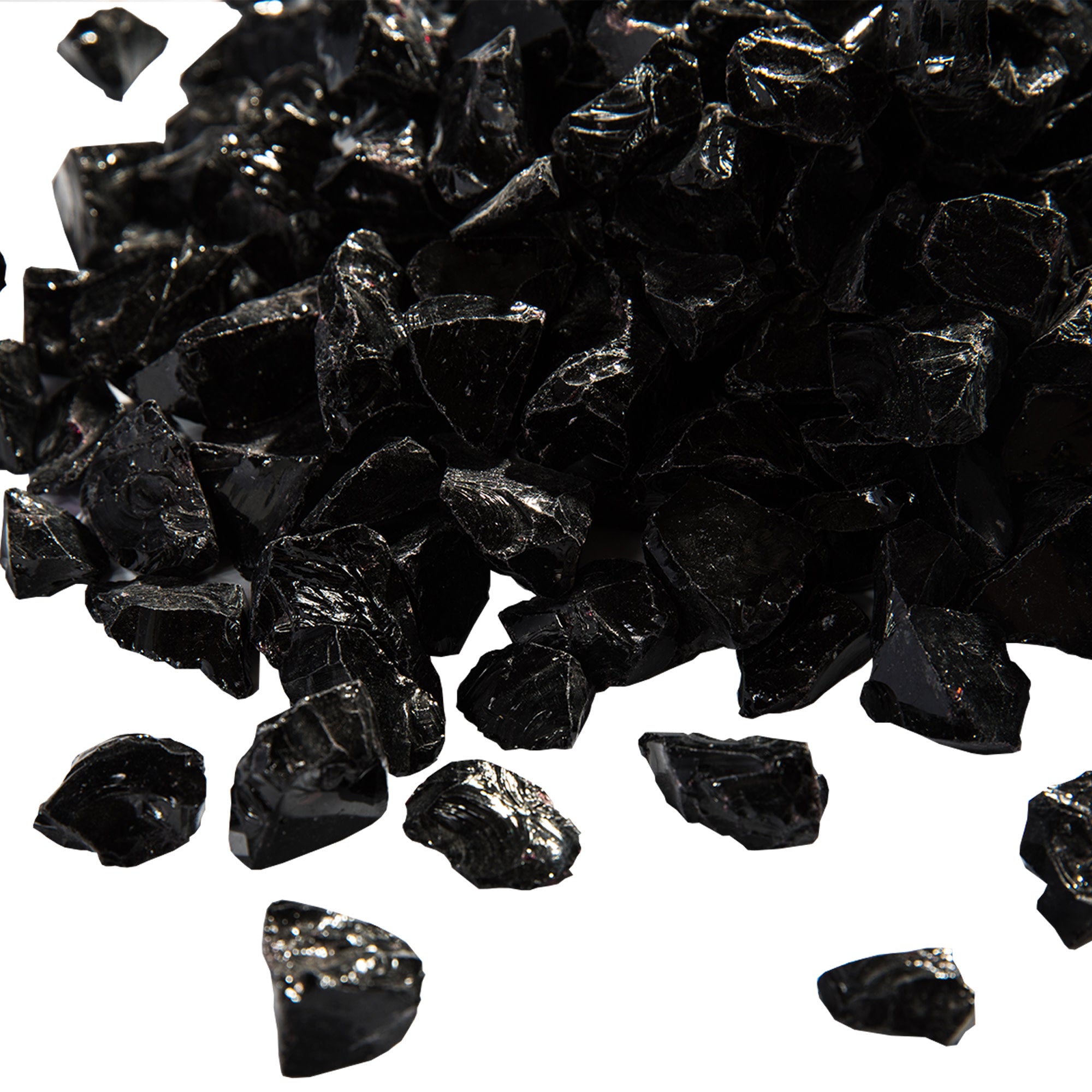 Teamson Home 1/2 Inch Reflective Fire Glass for Fire Pits 9 lb / 4 kg Bag, Black