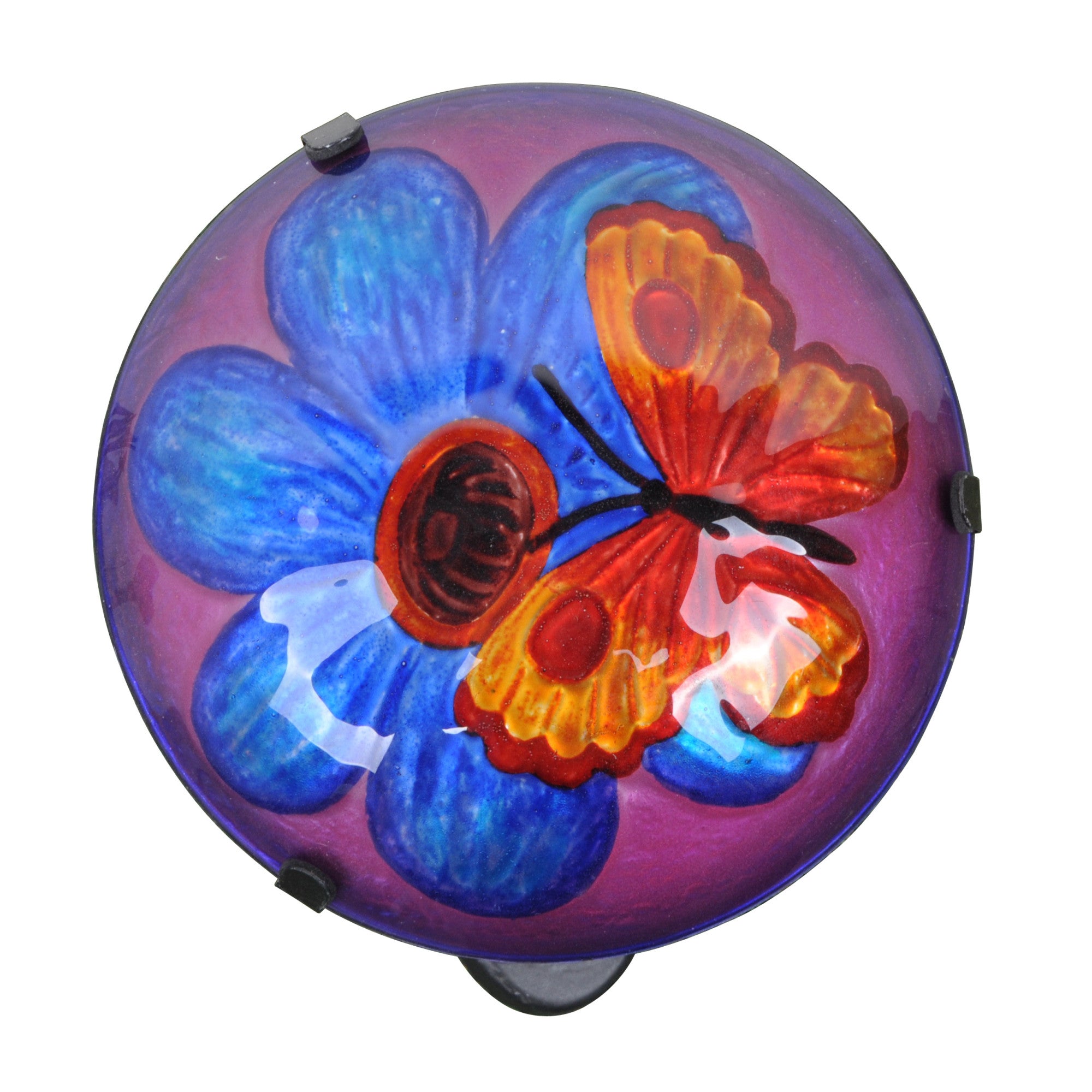 Teamson Home Outdoor Butterfly Fusion Glass Solar Powered LED Light Stake, Purple