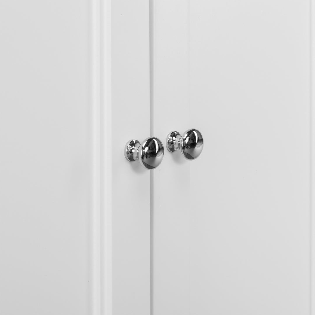 Close-up of the pull knobs on the Teamson Home White Stratford Removable Wall Cabinet