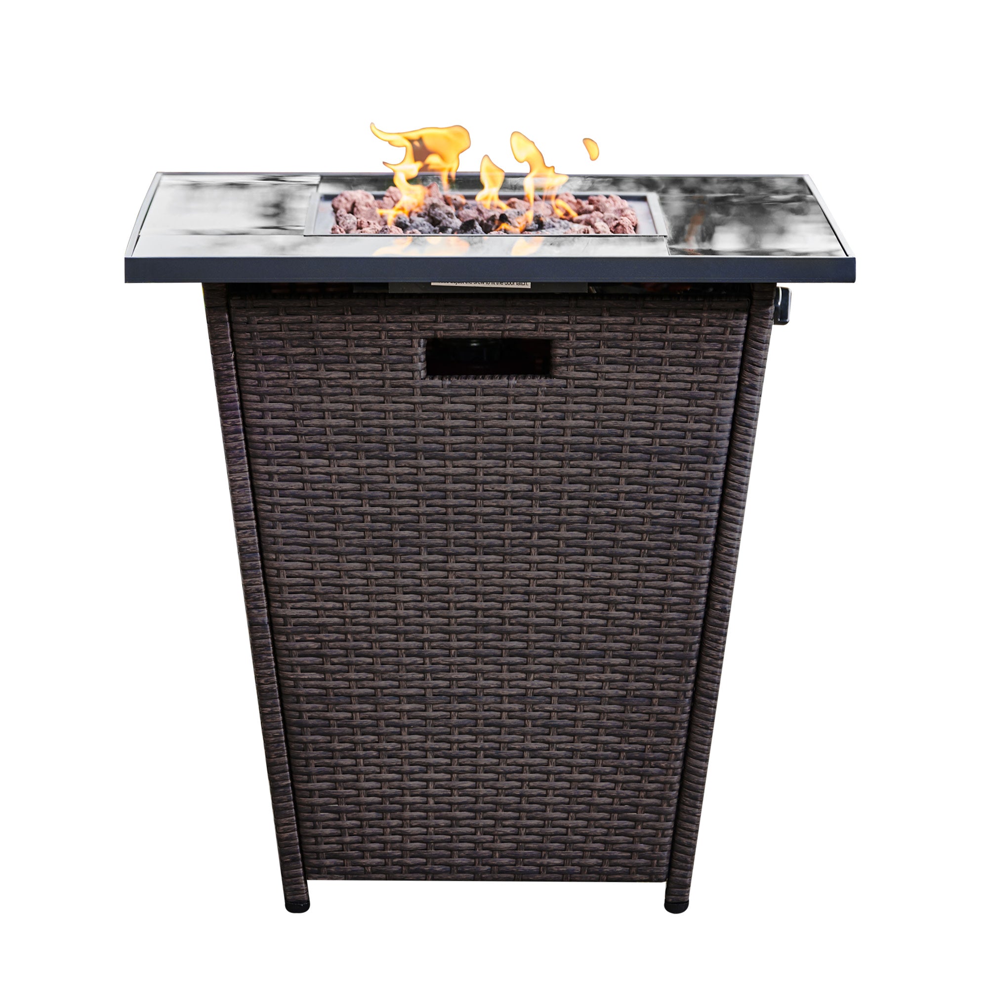 Teamson Home Outdoor 30" Propane Gas Fire Pit Table with Rattan Base, Espresso