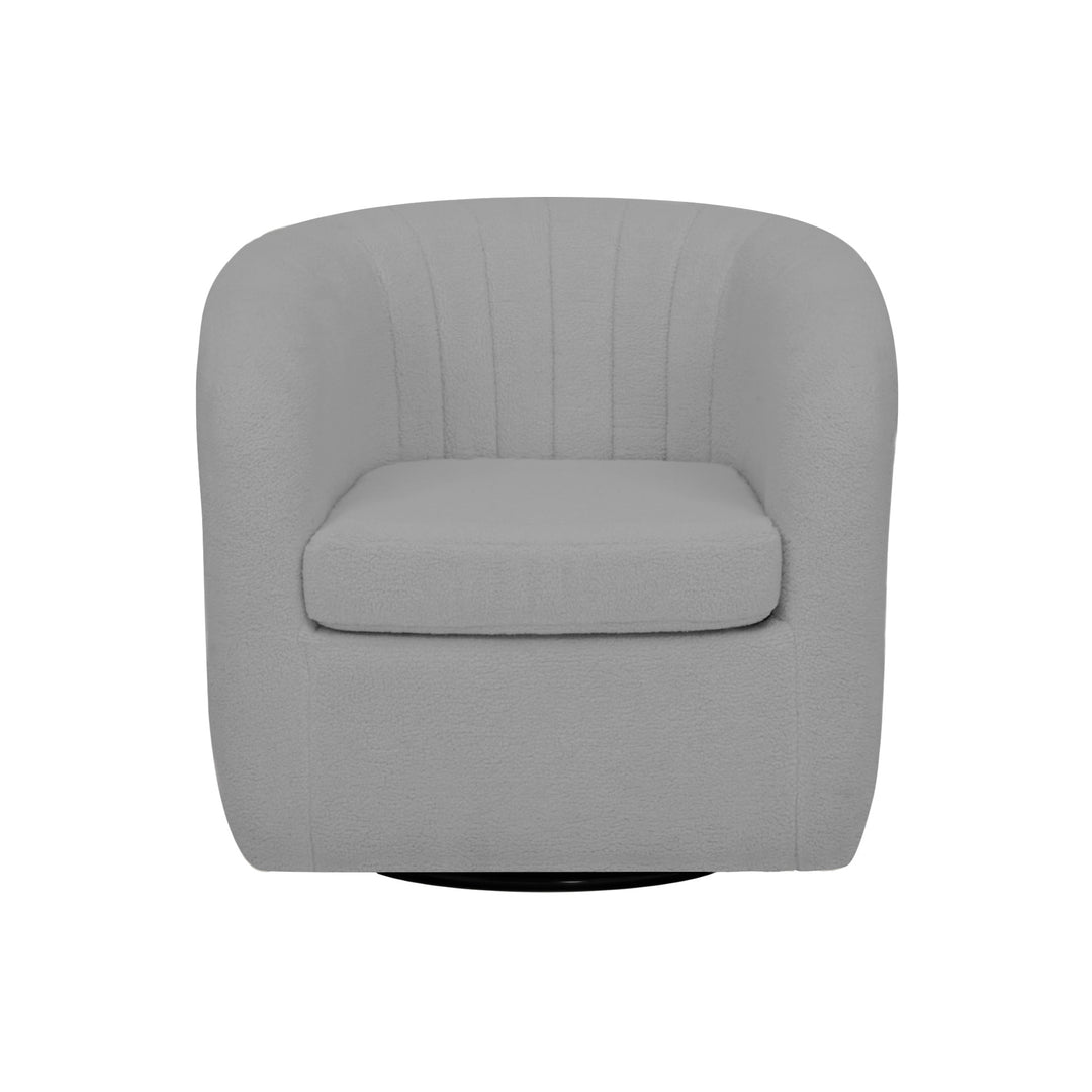 Teamson Home Monroe Faux Shearing Swivel Tub Chair with Channel Tufting, Gray