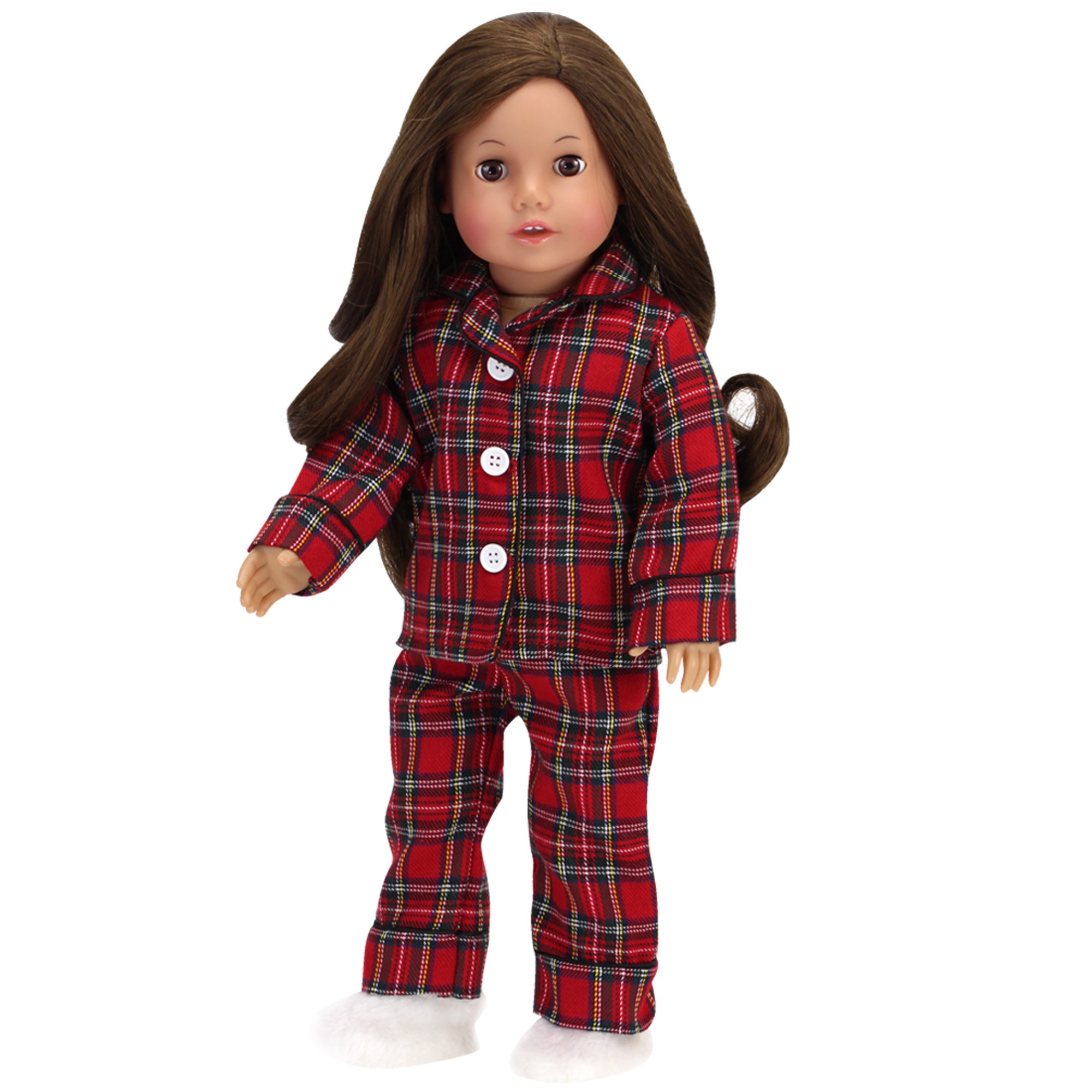 Sophia's - 18" Doll - Flannel Pajama & Slippers Set - Red