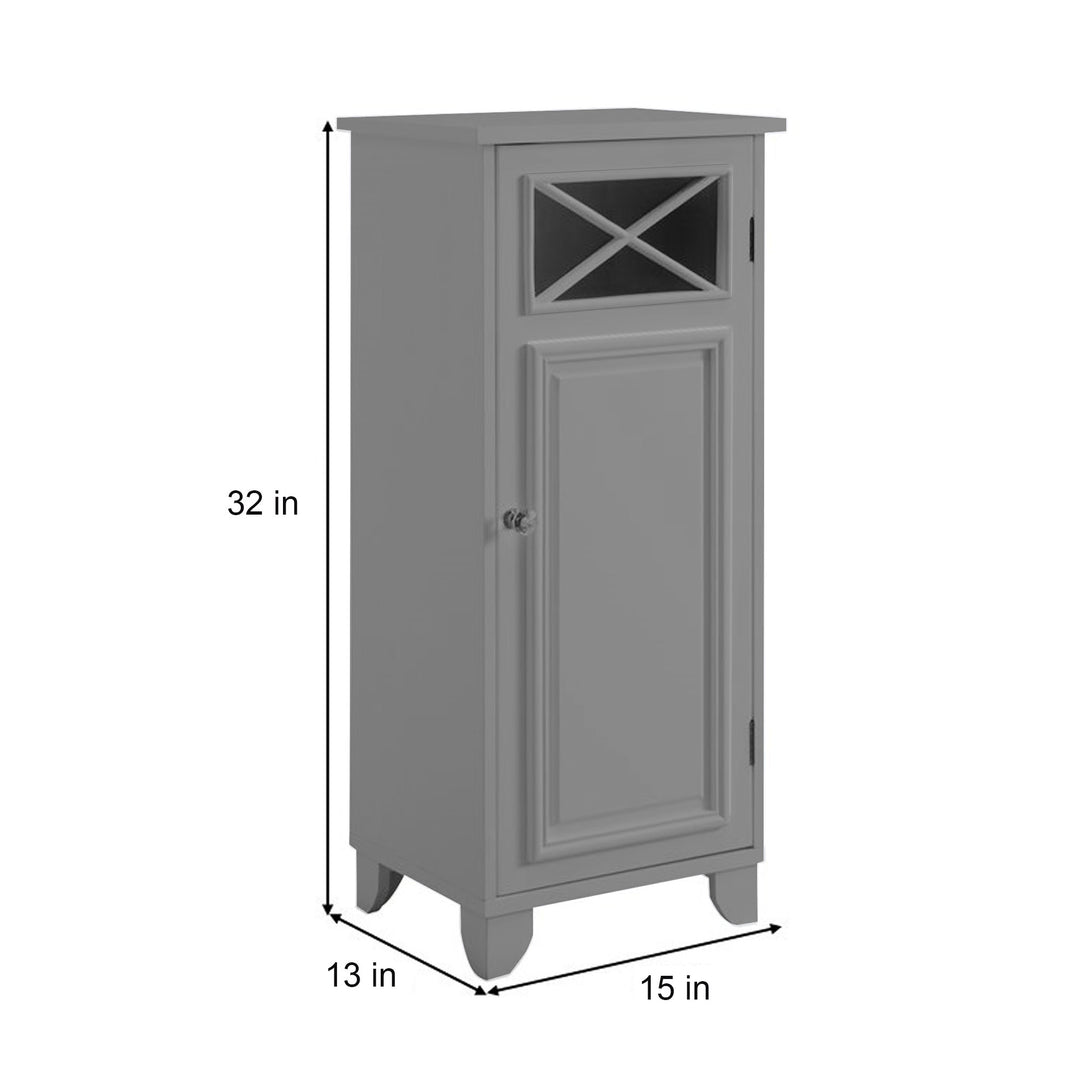 Dimensions in inches of a Teamson Home Dawson Gray Floor Storage Cabinet with Door 
