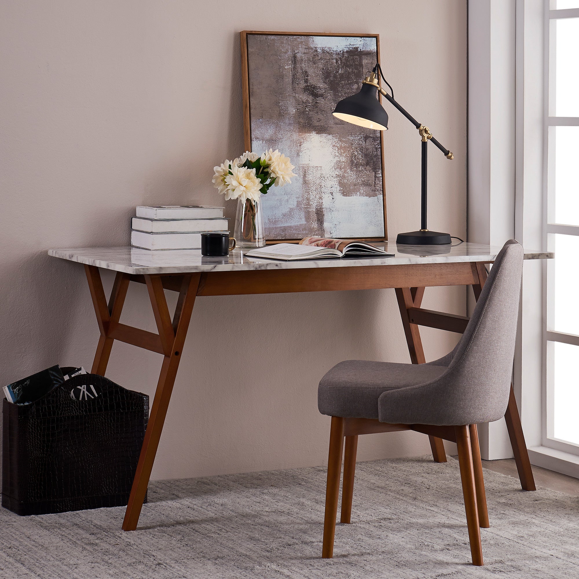 Teamson Home Grayson Chair Seating With Thick Padding Sand Color Walnut Finish For Kitchen Dining Living Room Reading Bedroom Office