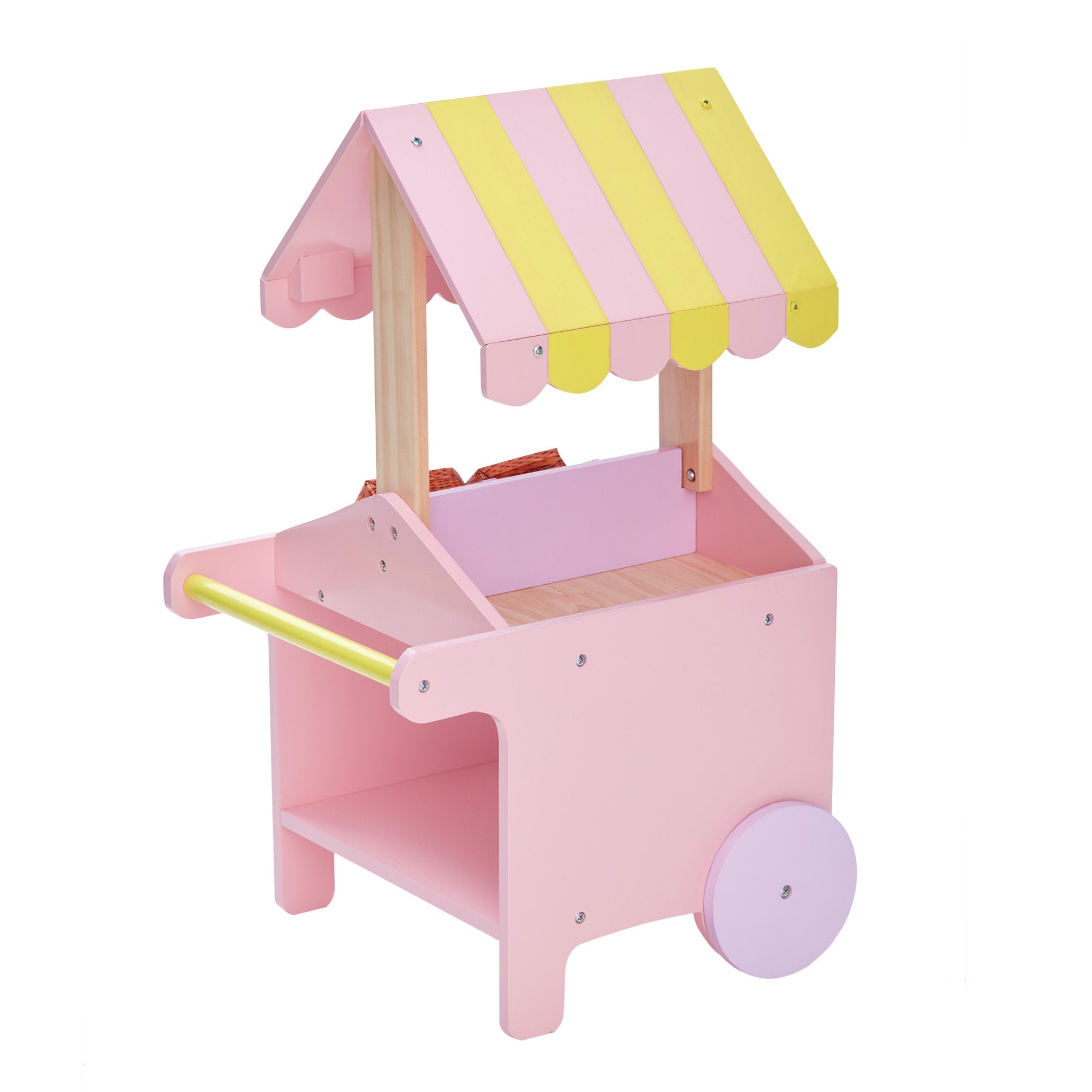 Olivia's Little World Modern Nordic Princess Doll Pastry Cart with Fruit Boxes, Pink