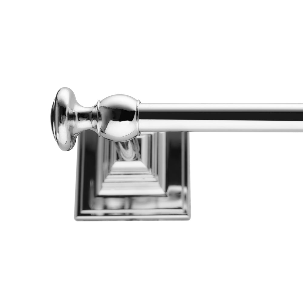 Close-up of the decorative wall mounting of the Teamson Home 27" Towel Bar in Chrome