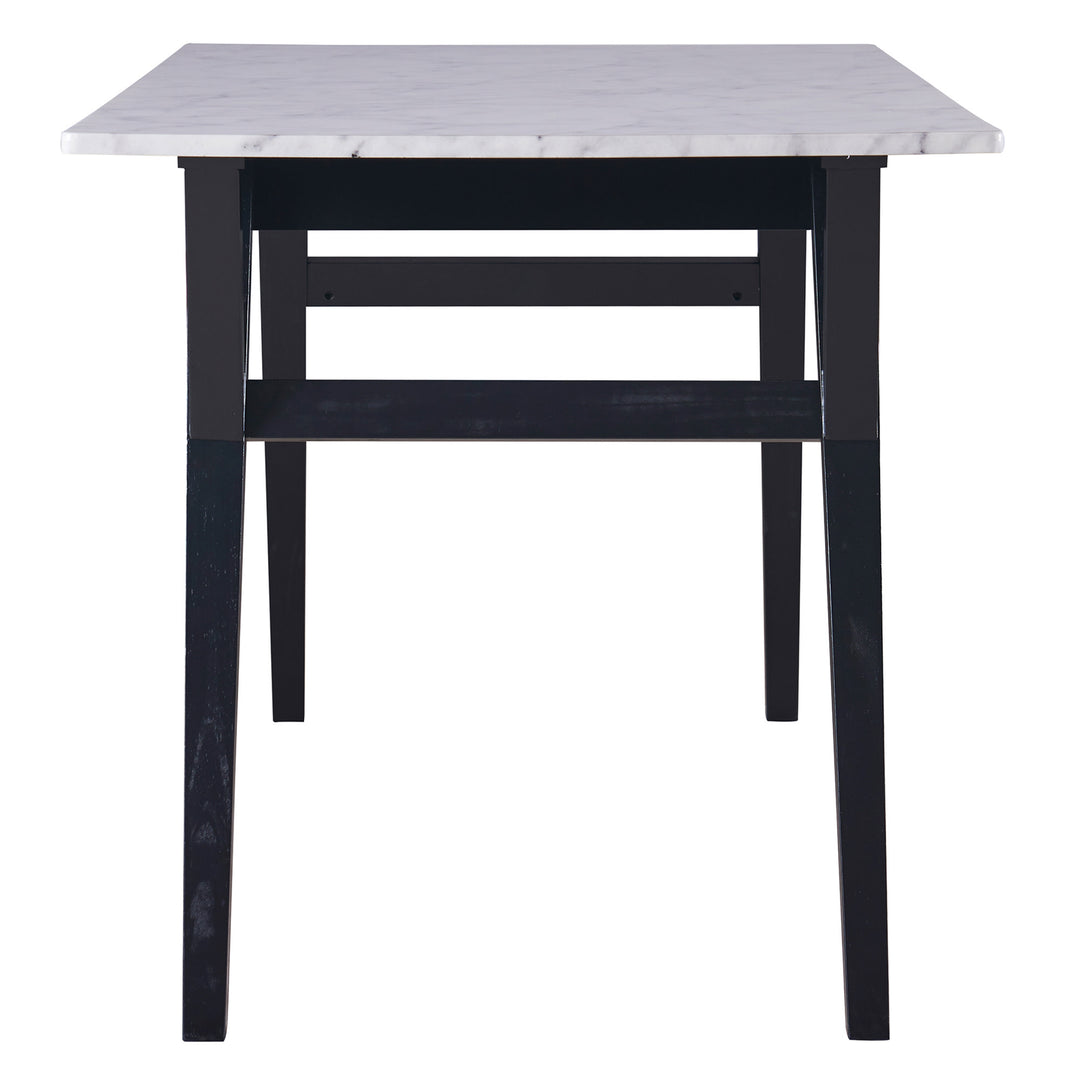 Teamson Home Ashton Dining Table with Black Wood Base and Faux Marble Tabletop from the side