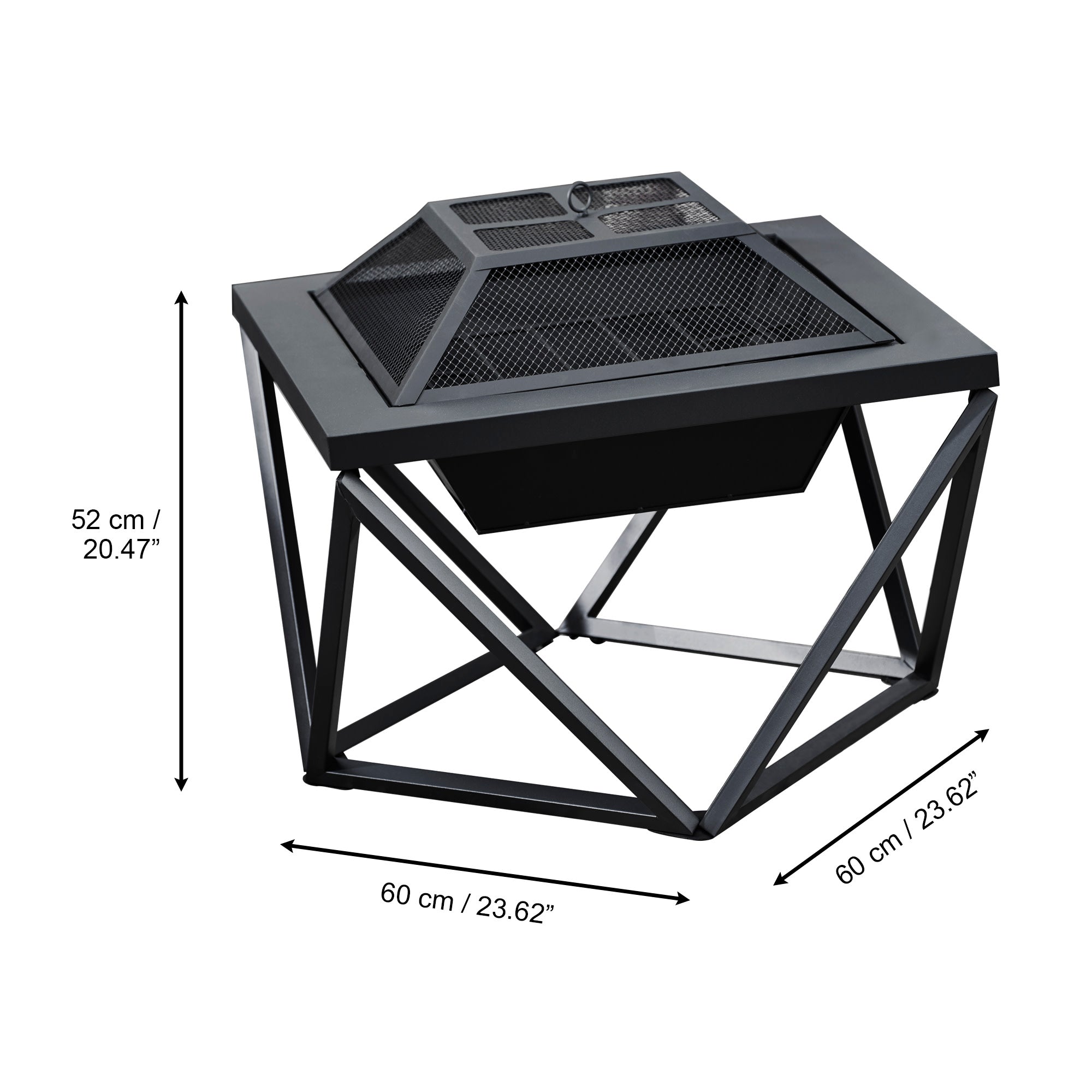 Teamson Home Outdoor 24" Wood Burning Fire Pit with Tabletop and Decorative Base, Black