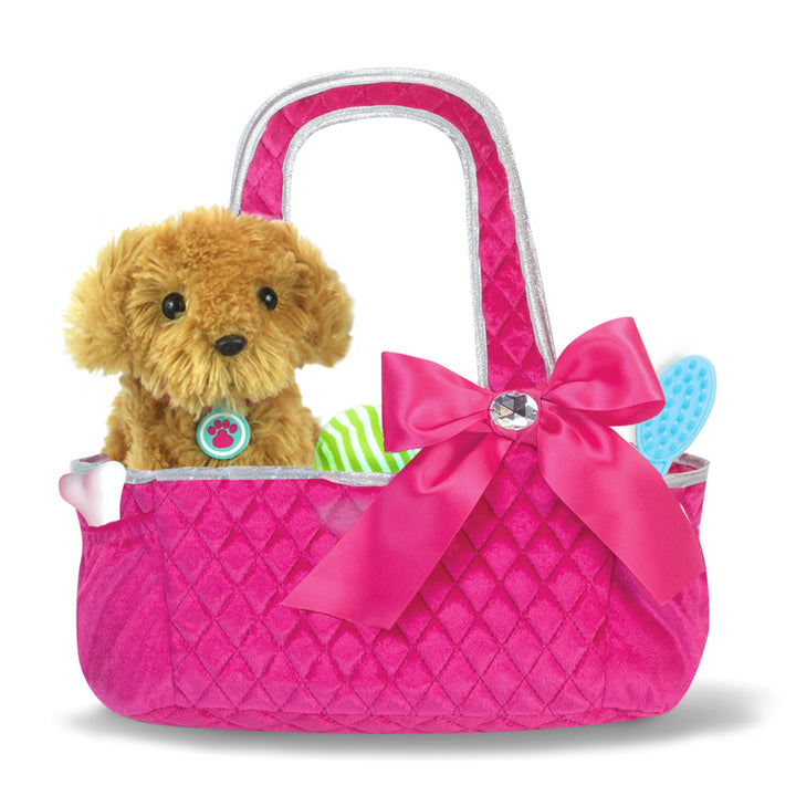Sophia's Quilted Tote Bag Doll Carrier with Pockets, Hot Pink