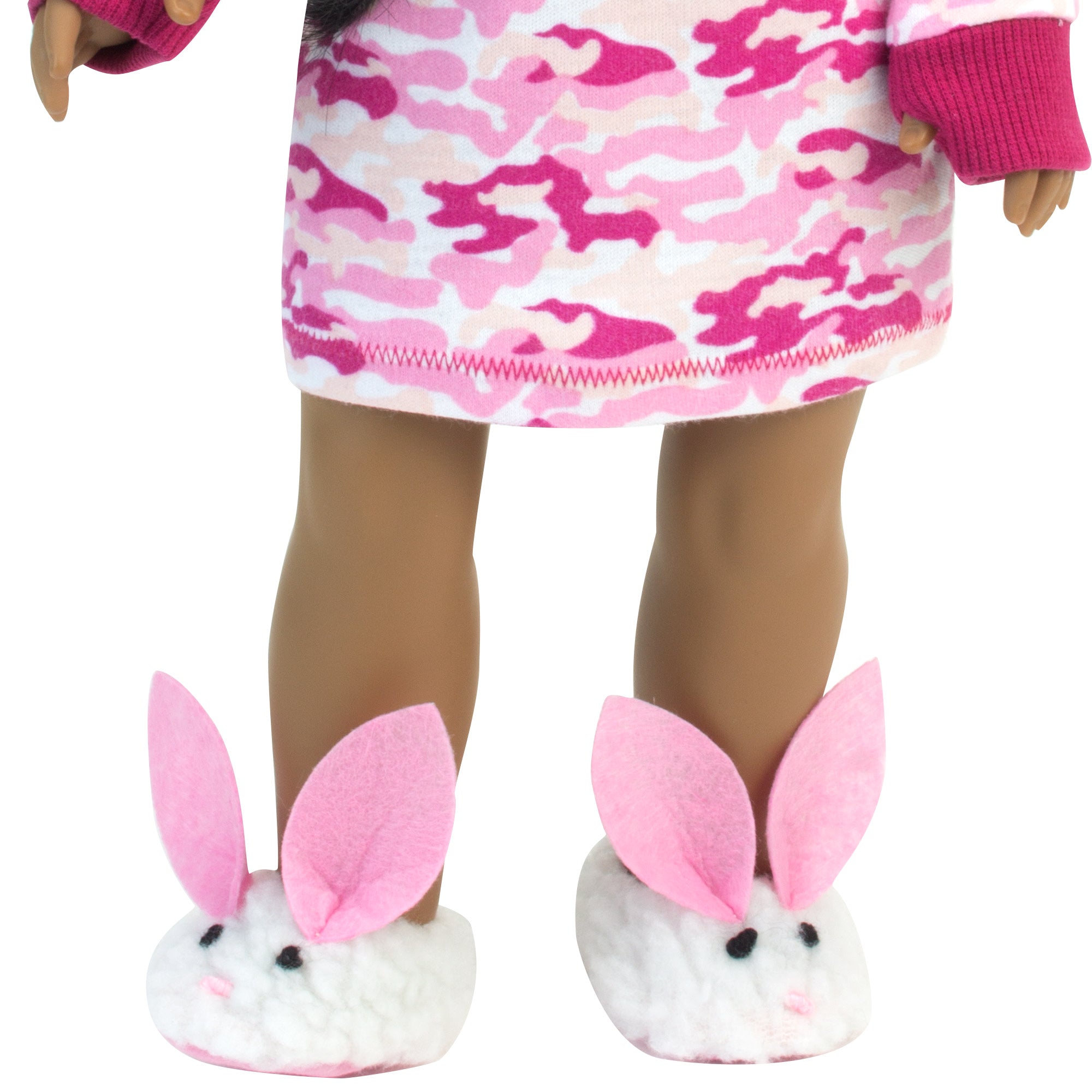 Sophia's Sherpa Bunny Slippers for 18 Inch Dolls, White