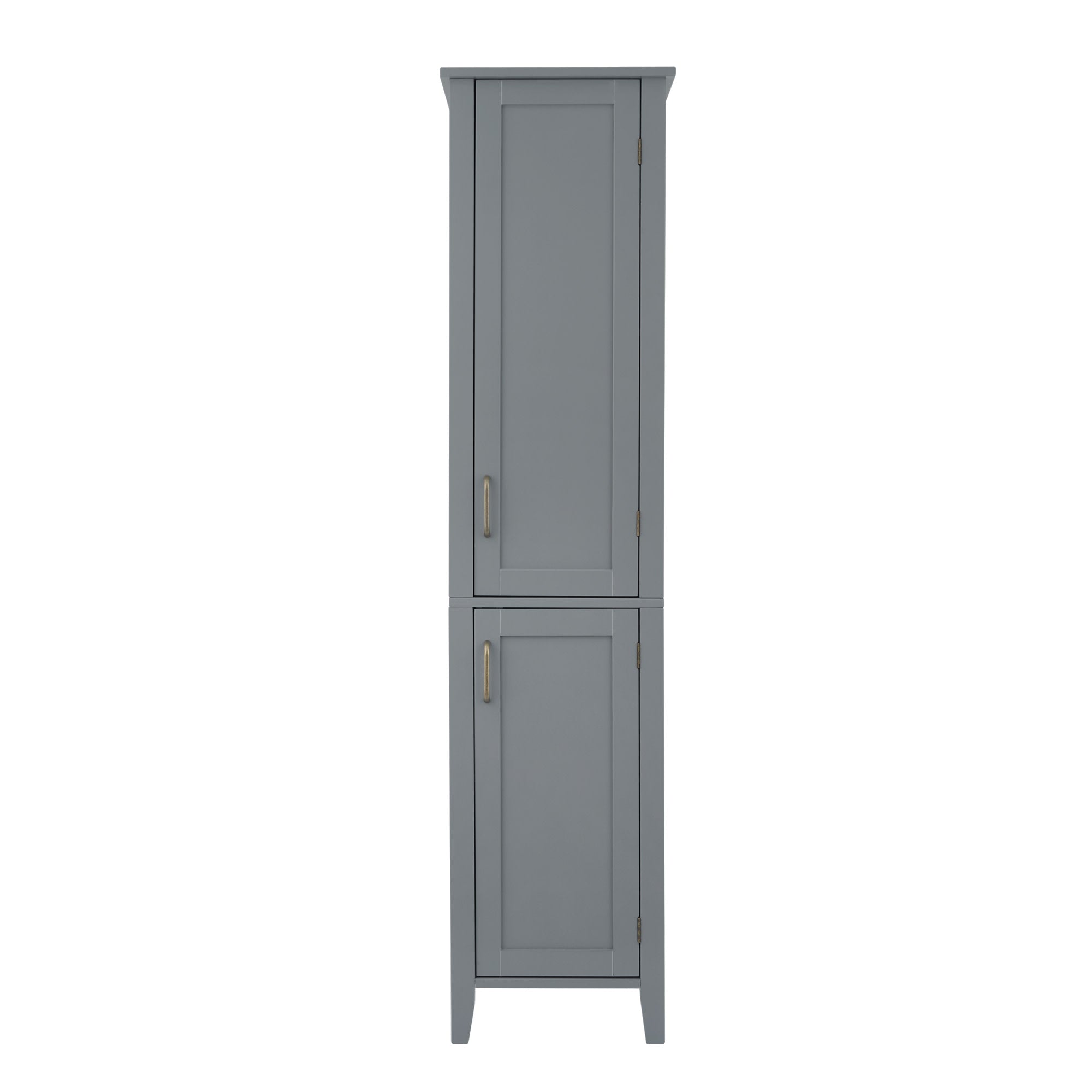 Teamson Home Mercer Mid Century Modern Linen Tower Storage Cabinet with Two Doors, Gray