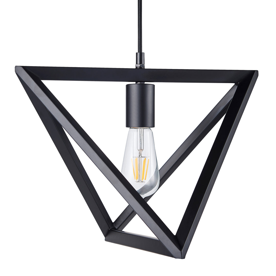 Teamson Home Armonia Geometric Pendant Lamp with a visible Edison bulb on a white background.
