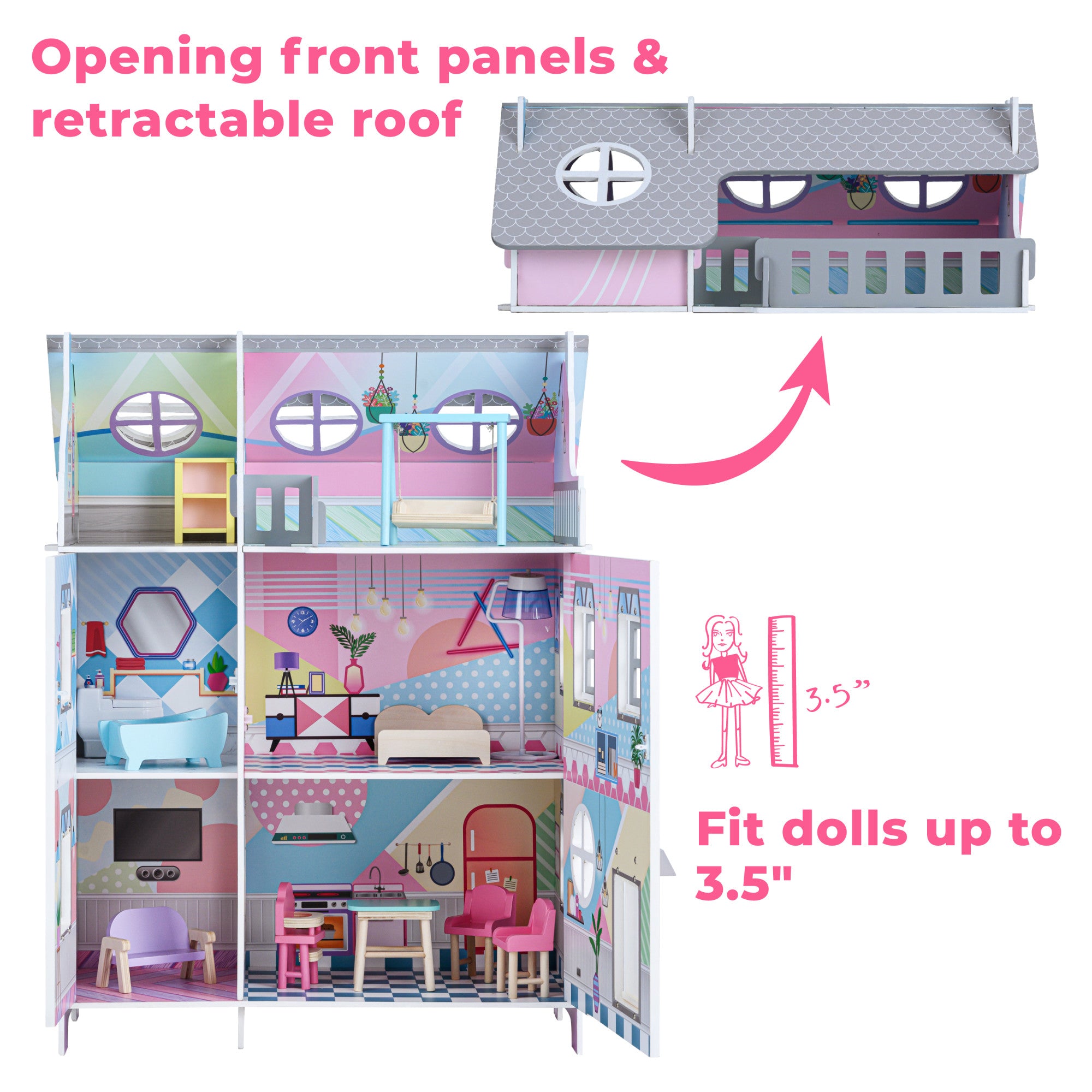 Teamson Kids Sunroom Dollhouse with 11 Accessories, Multicolor