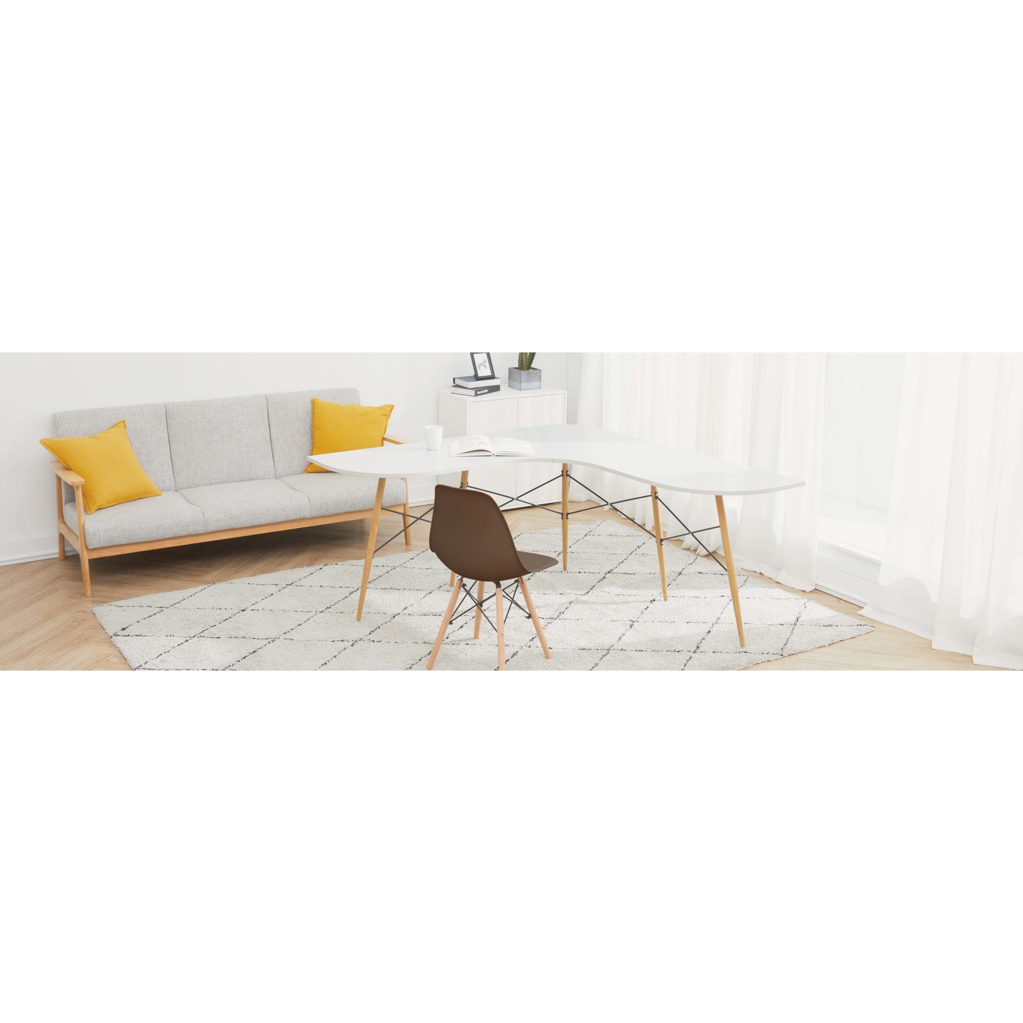 Teamson Home Allan Plastic Side Dining Chair with Wooden Legs Set of 2, Brown