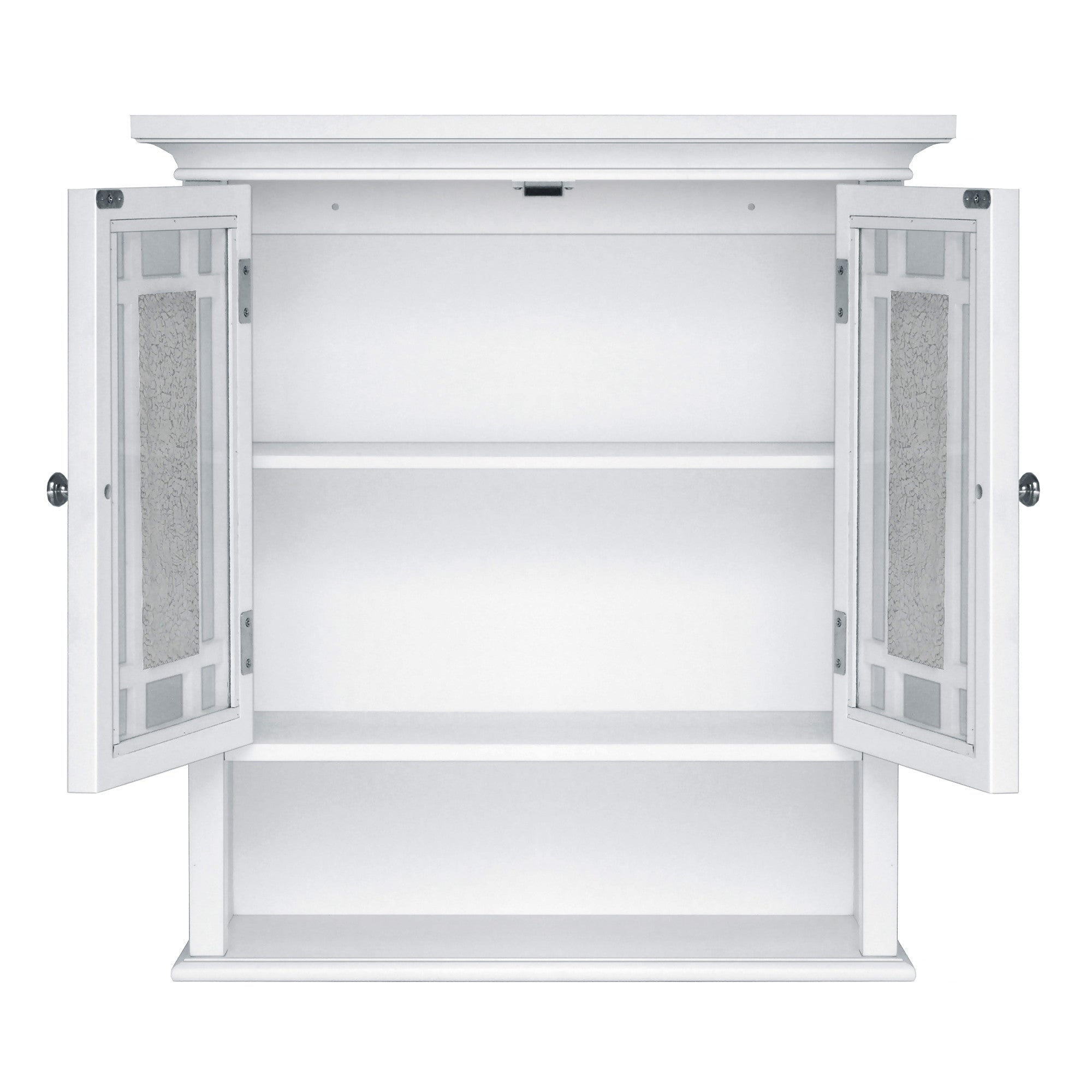 Elegant Home Fashions Windsor Removable Wooden Wall Cabinet with Glass Mosaic Doors- White