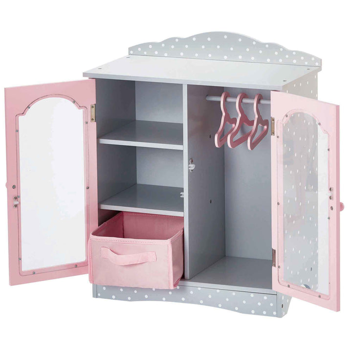 Olivia's Little World Polka Dots Princess Toy Closet with shelves and hangers.