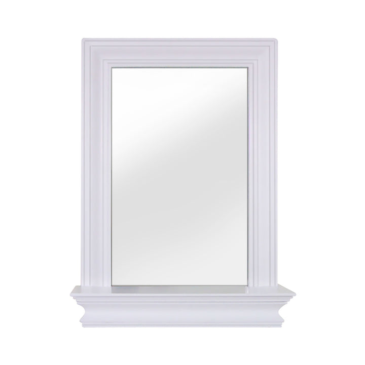 A Teamson Home Stratford Wall Mirror with Shelf, White.