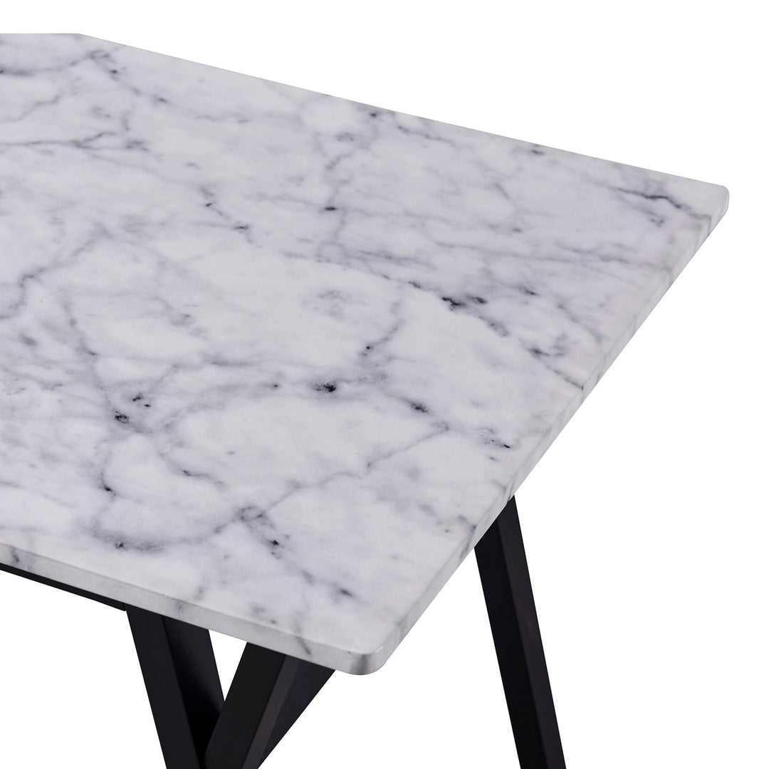 Close-up of a faux marble table top