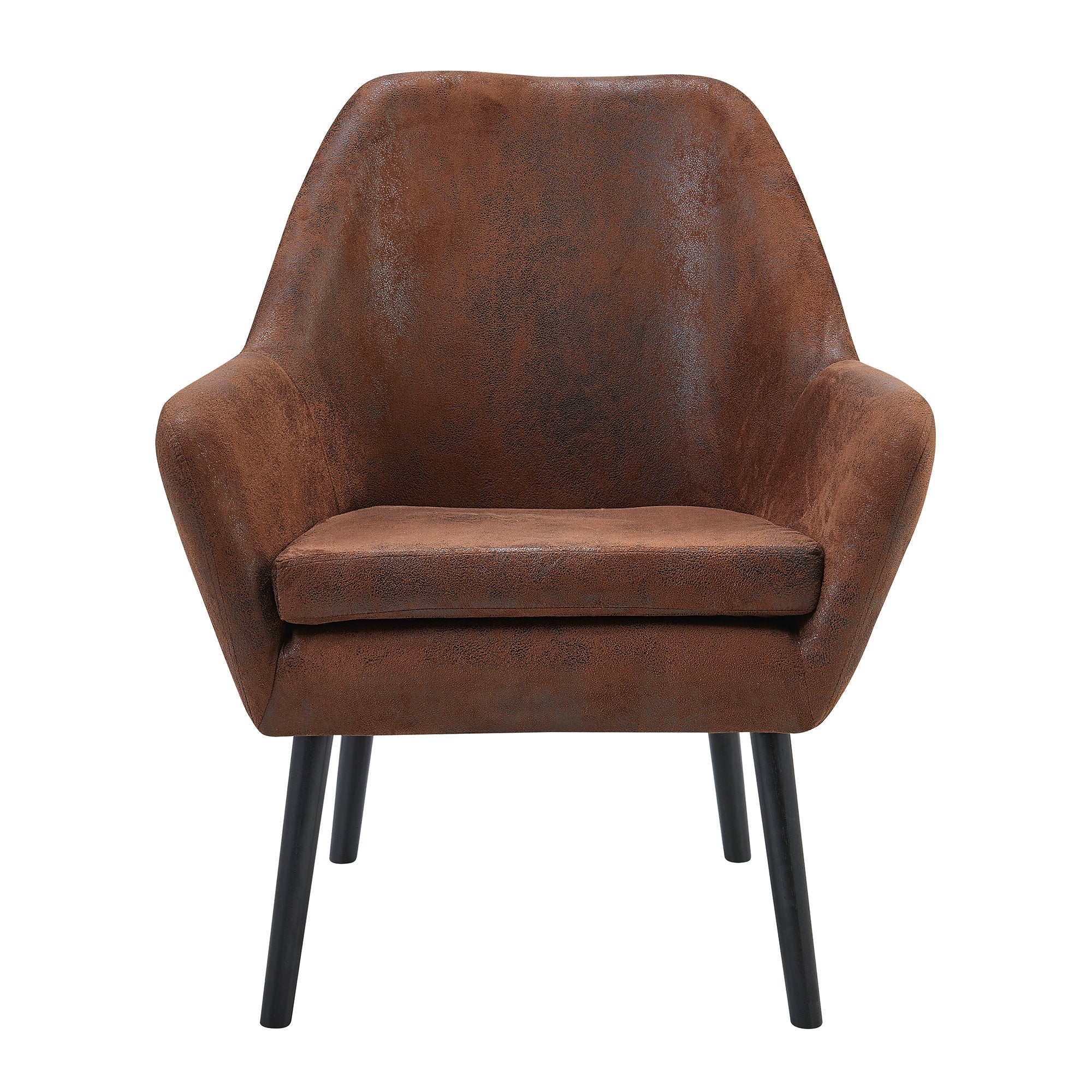 Teamson Home Divano Armchair with Aged Fabric and Solid Wood Legs, Brown