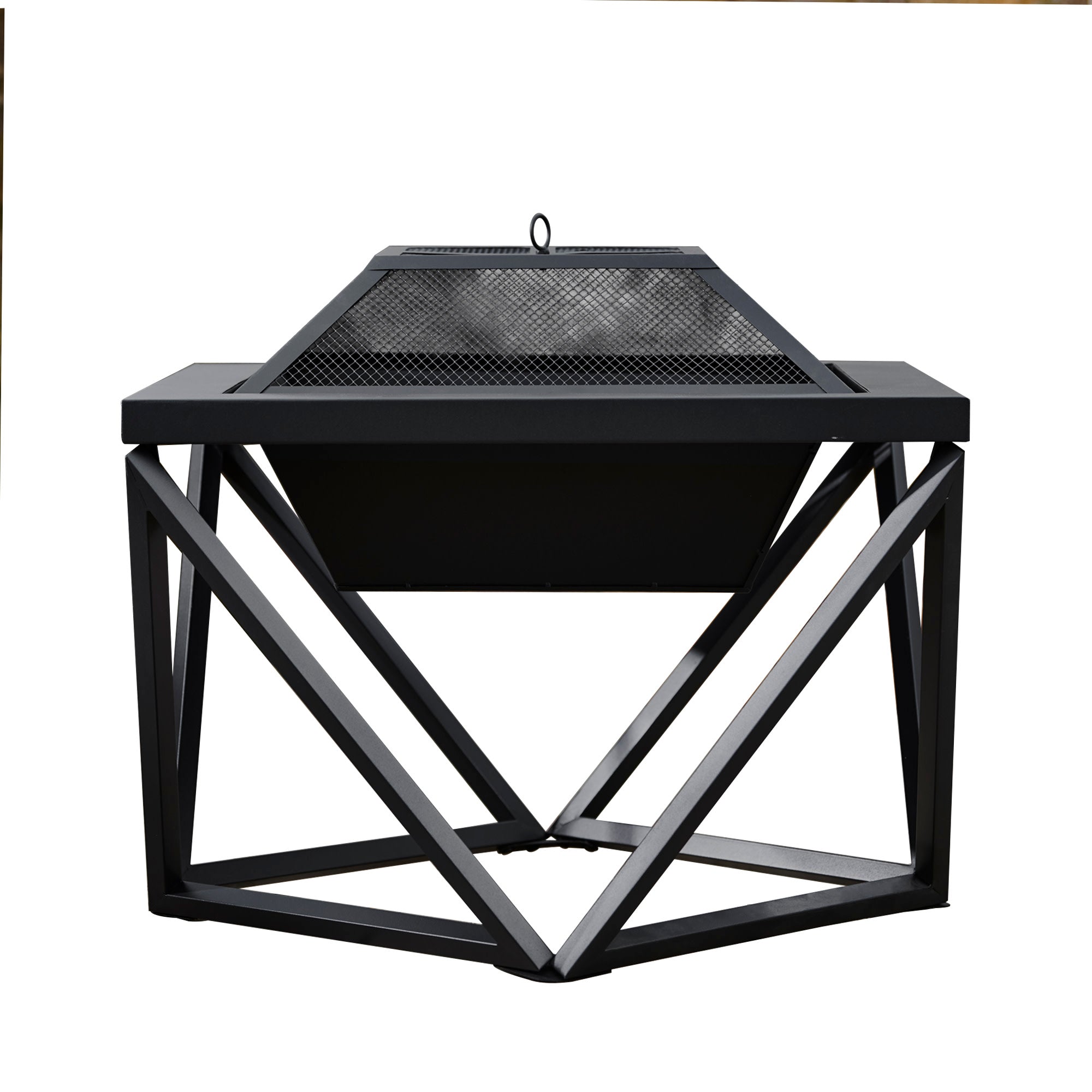 Teamson Home Outdoor 24" Wood Burning Fire Pit with Tabletop and Decorative Base, Black