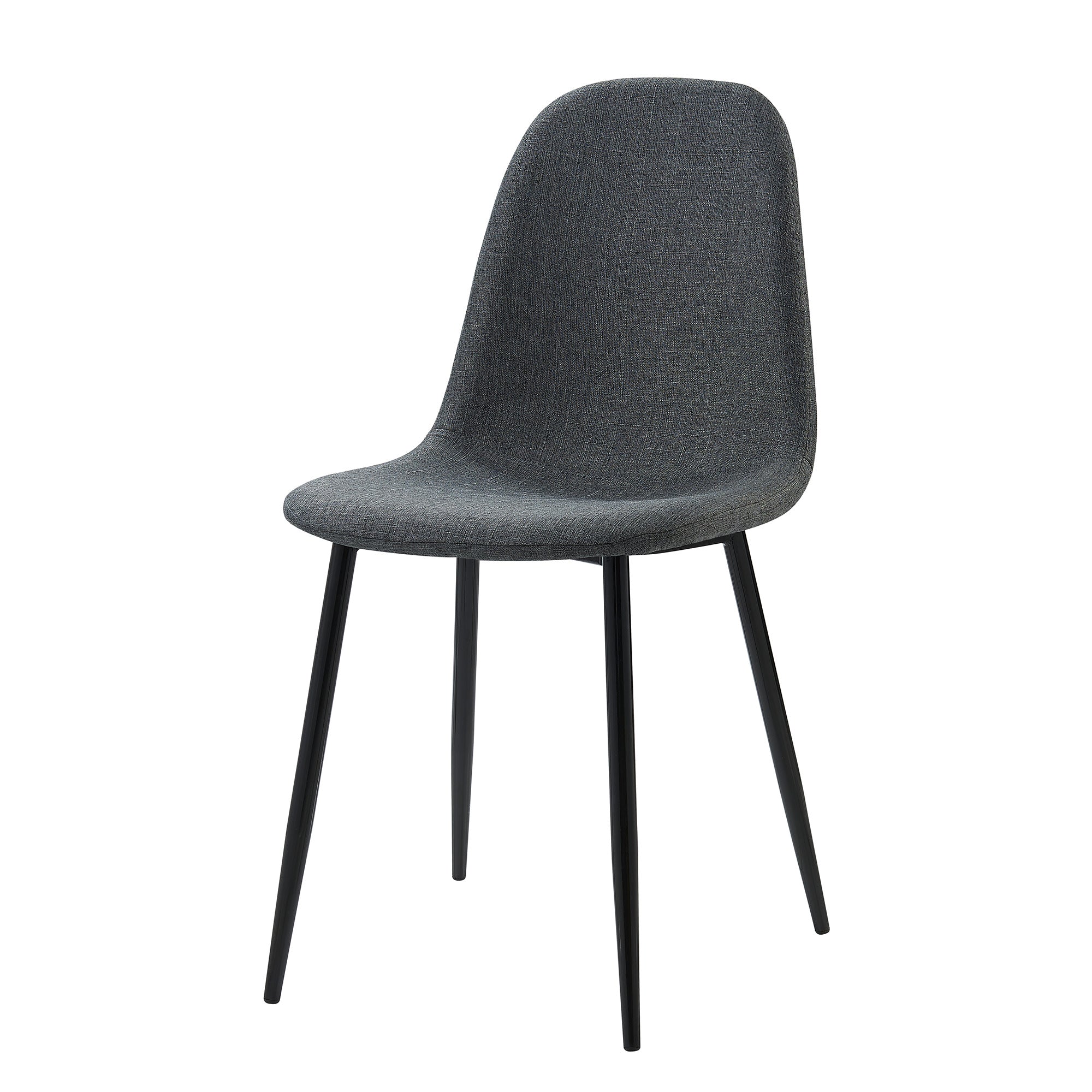 Teamson Home Minimalista Fabric Dining Chair with Black Metal Legs, Set of 2, Black/Gray