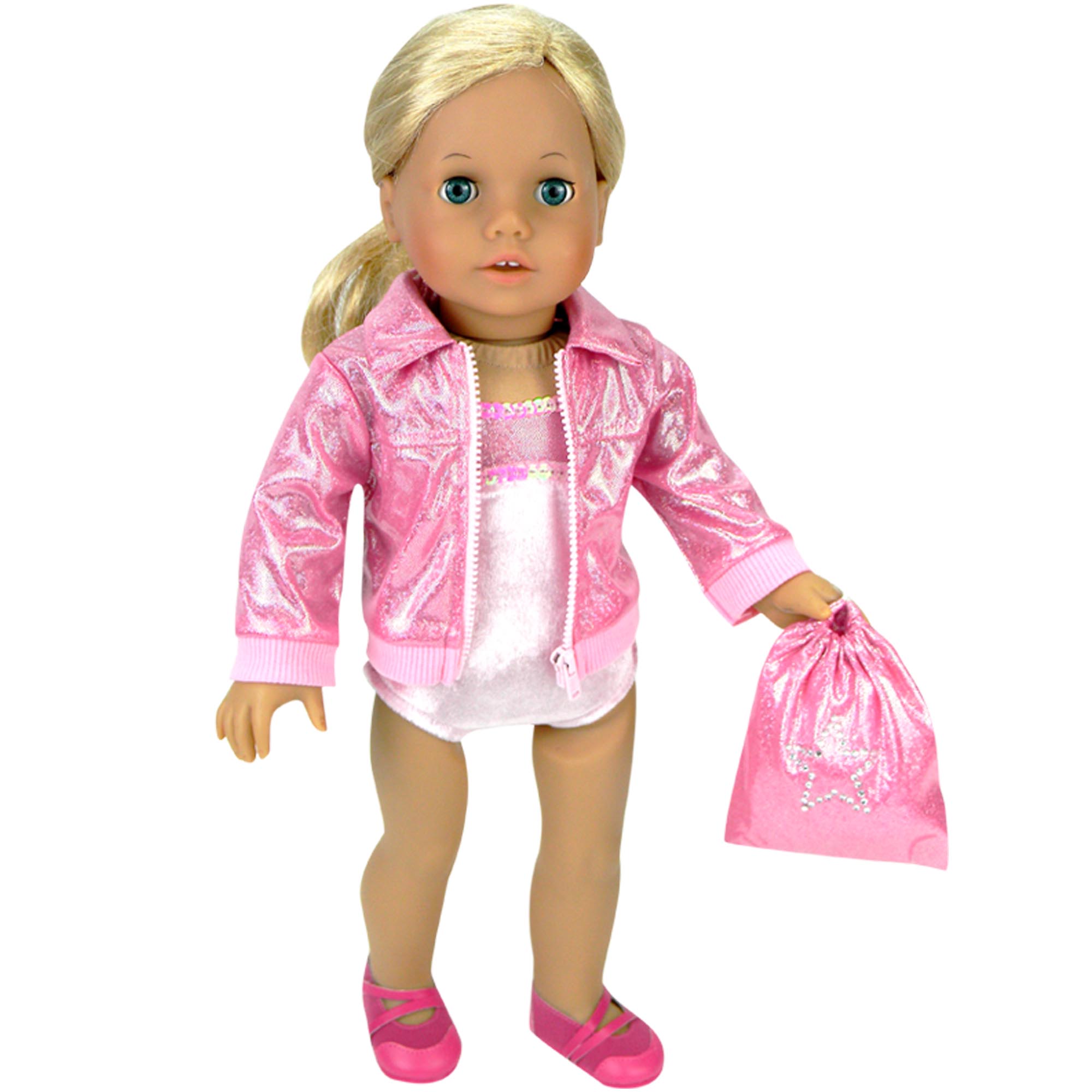 Sophia's Gymnastics Leotard & Nylon Jacket for 18 Dolls, Pink – Teamson