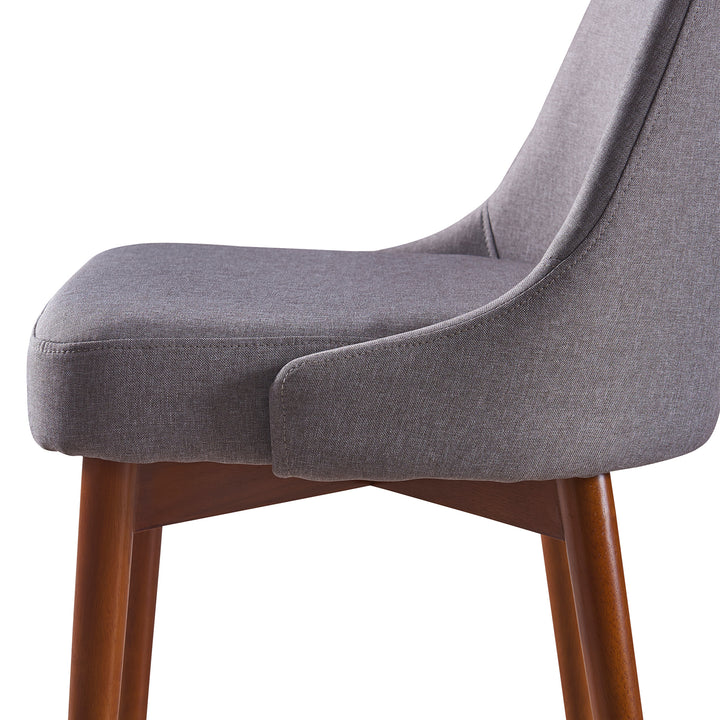 A close-up of the cushioned seating of the Teamson Home Grayson Chair, Gray with Walnut Finish