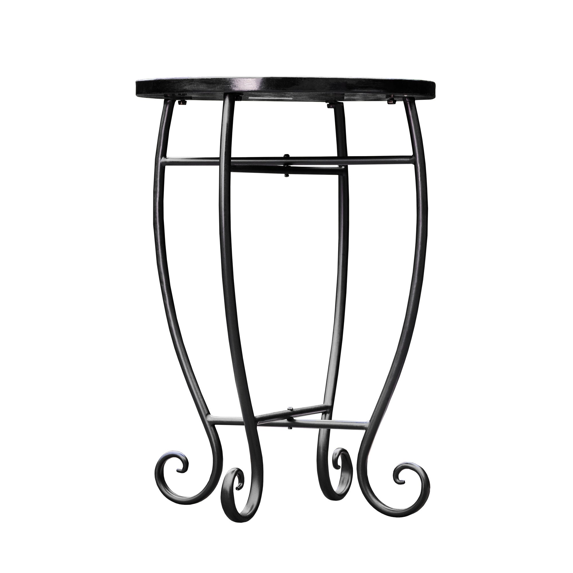 Teamson Home Small 14" Round Outdoor Mosaic Side Table Planter Stand, Blue