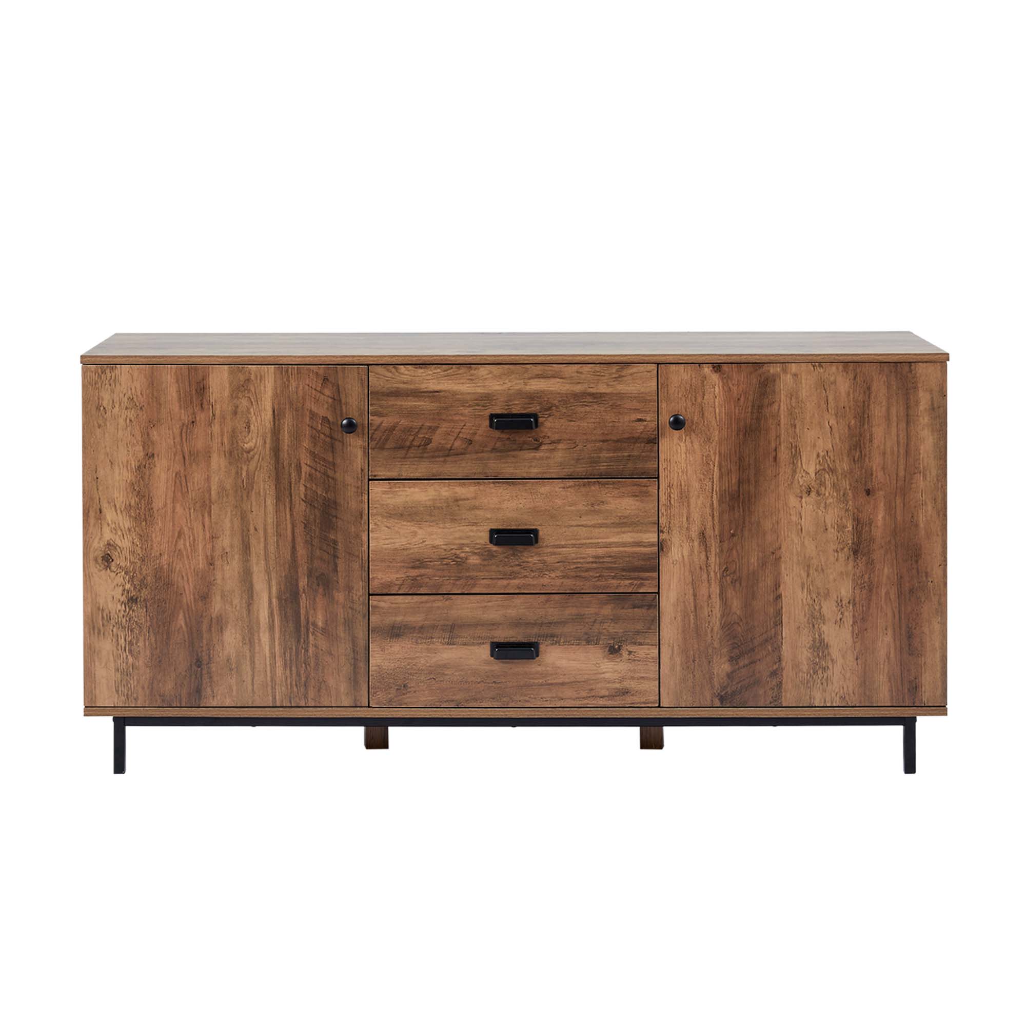 Teamson Home Brooklyn Sideboard with Storage Plus Metal Legs and Handles, Brown