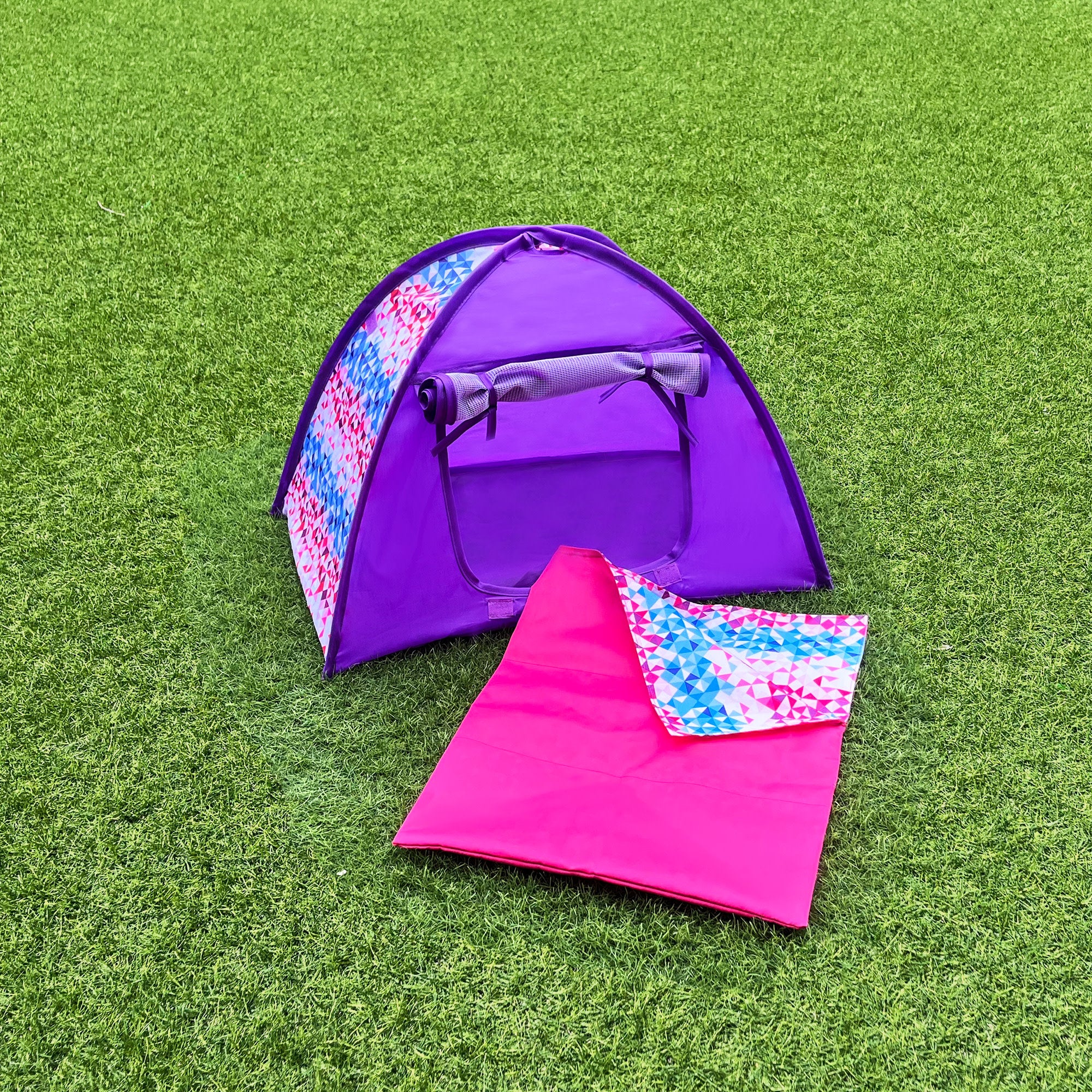 Sophia's by Teamson Kids Camping Tent and Sleeping Bag Set for 18" Dolls, Purple/Pink