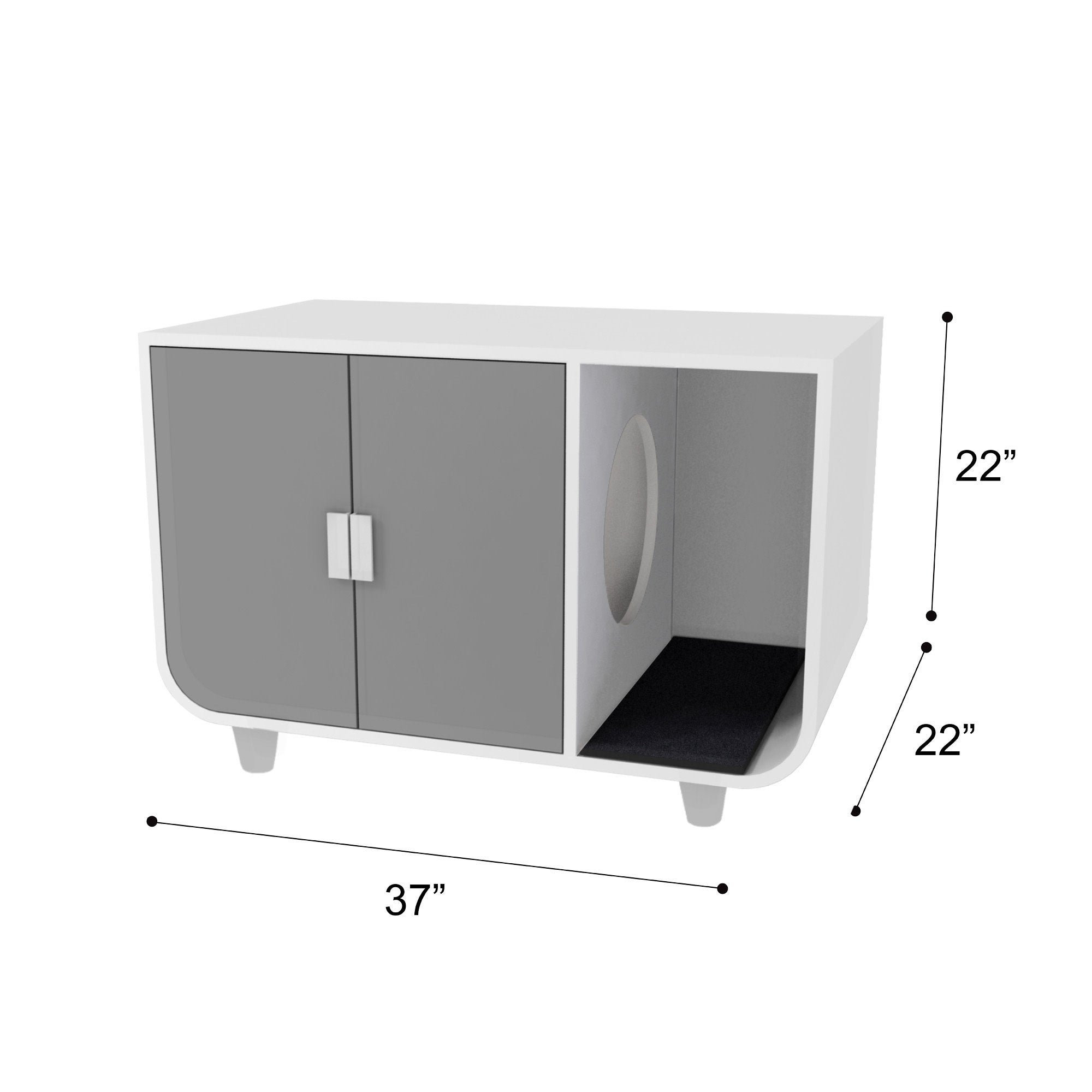Teamson Pets Large Dyad Wooden Cat Litter Box Enclosure and Side Table, Alpine White/Gray