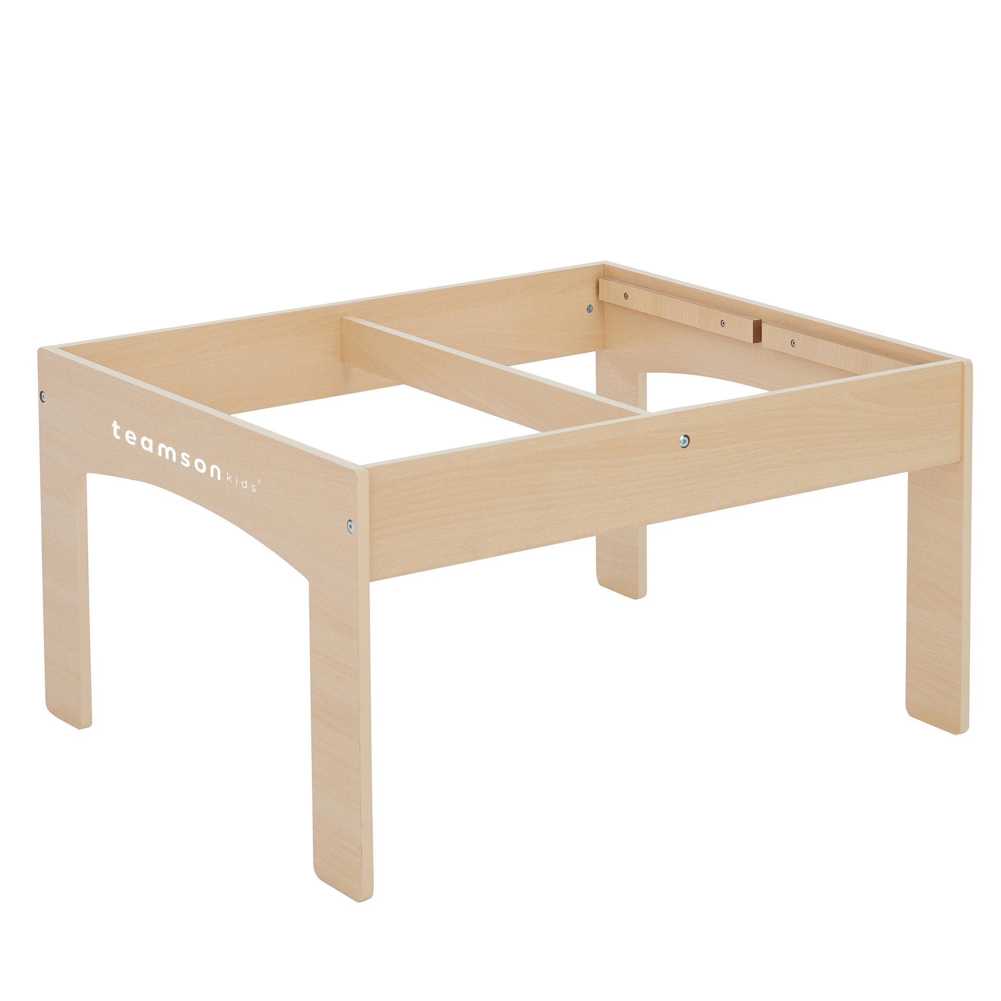 Teamson Kids Preschool Play Lab Toys Wooden Table with 85-pc Train and Town Set, Natural