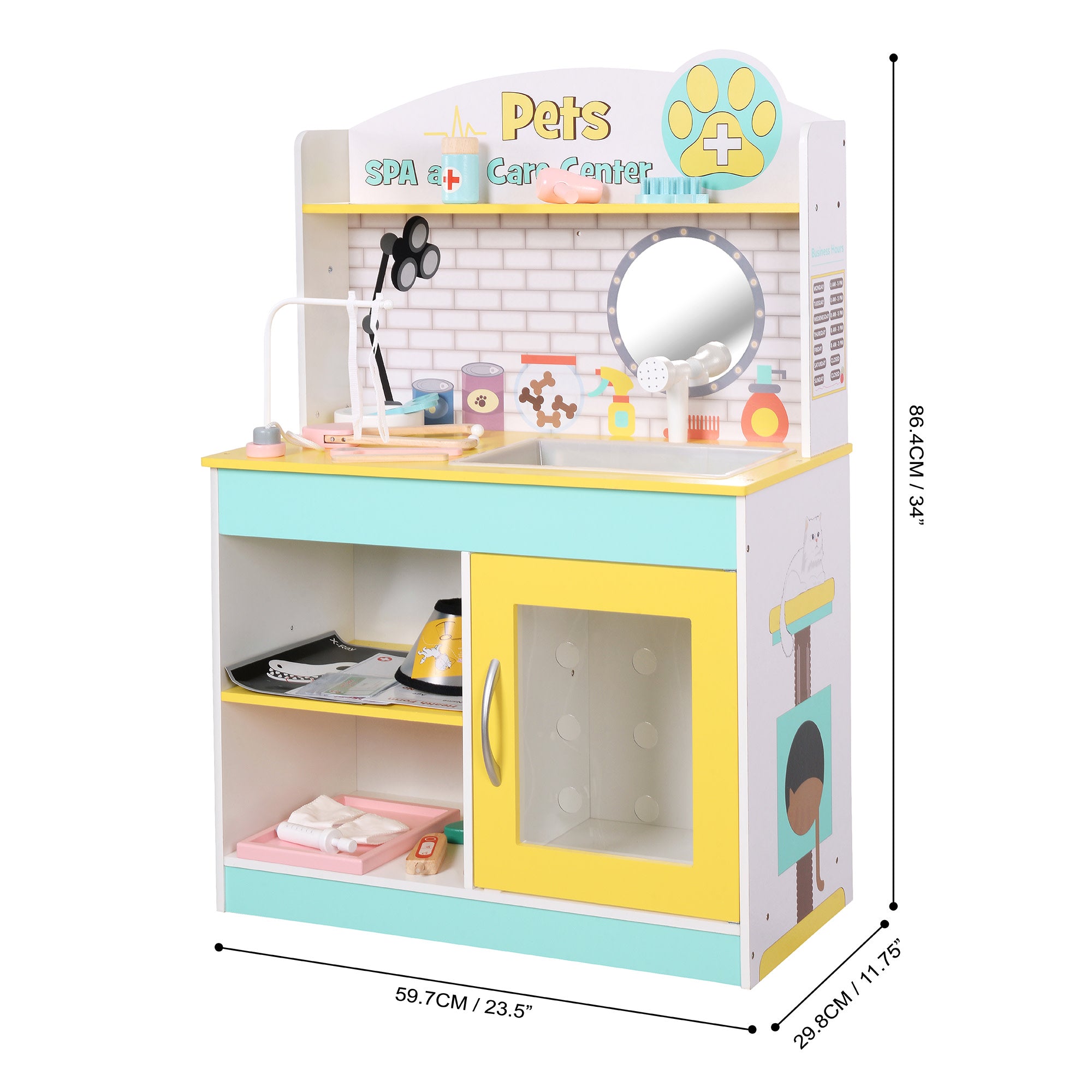 Teamson Kids - Little Helper Pet Play Stand Toys - Green/Yellow