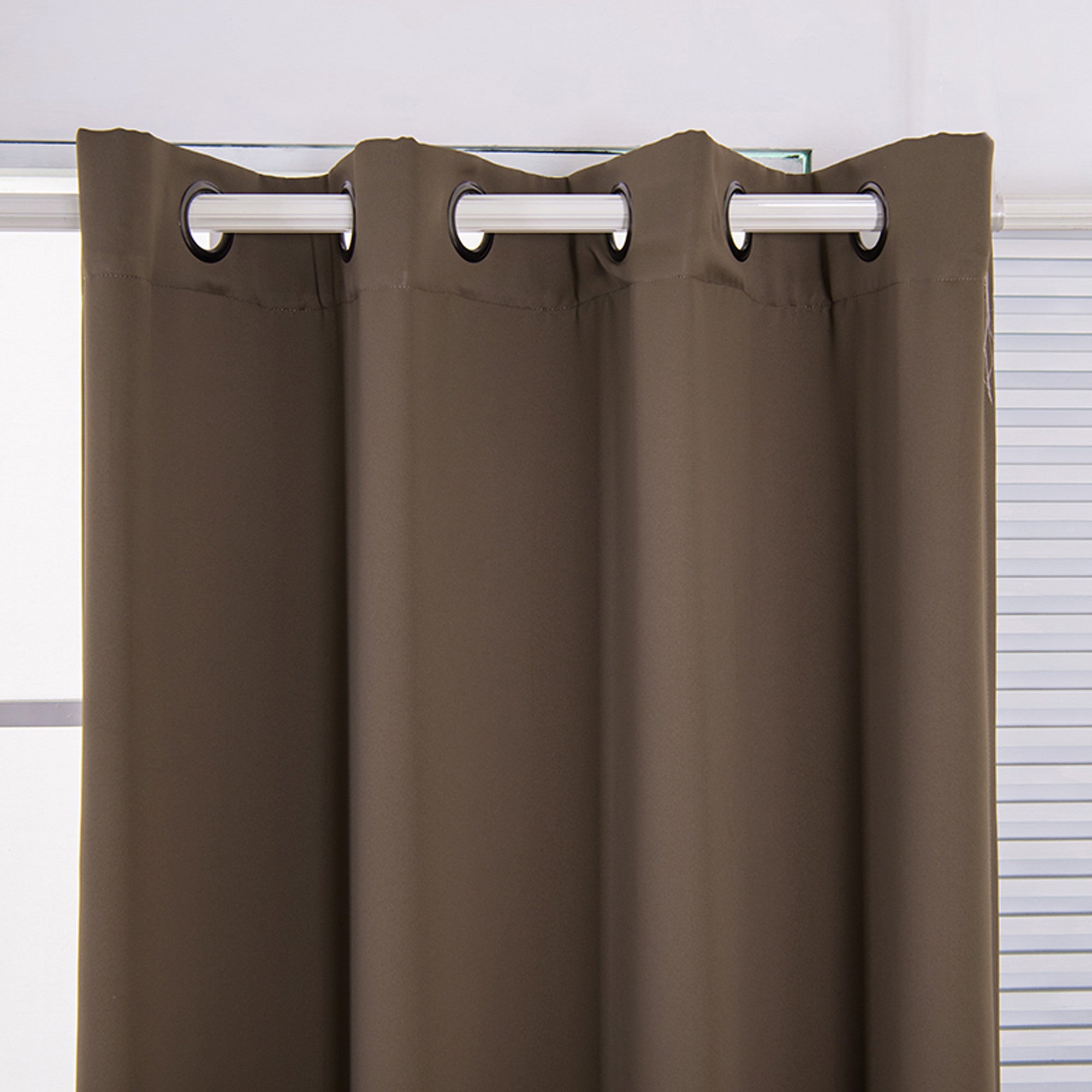 Teamson Home 63" Edessa Premium Solid Insulated Thermal Blackout Window Curtain Panels with Grommets, Hazelnut Brown