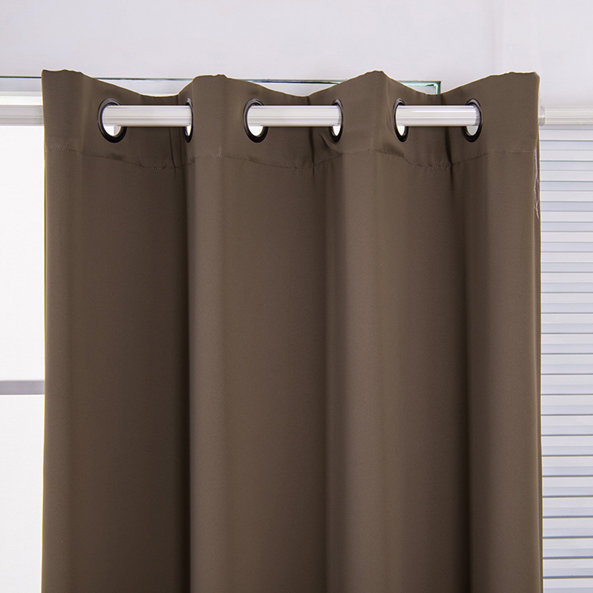 Teamson Home 72" Edessa Premium Solid Insulated Thermal Blackout Window Curtain Panels with Grommets, Hazelnut Brown