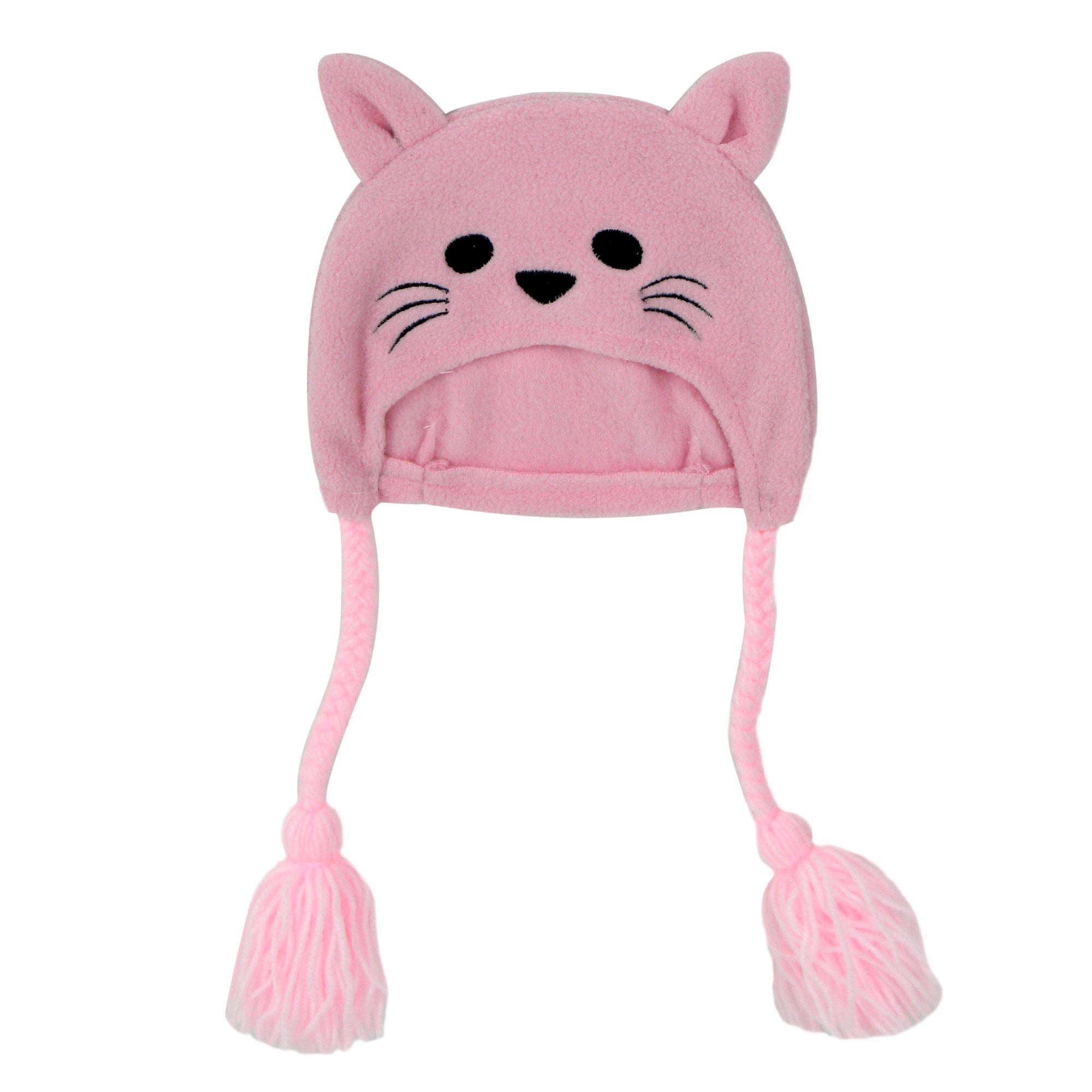 Sophia’s Kitten Face Fleece Winter Hat with Tassels for 18” Dolls, Light Pink