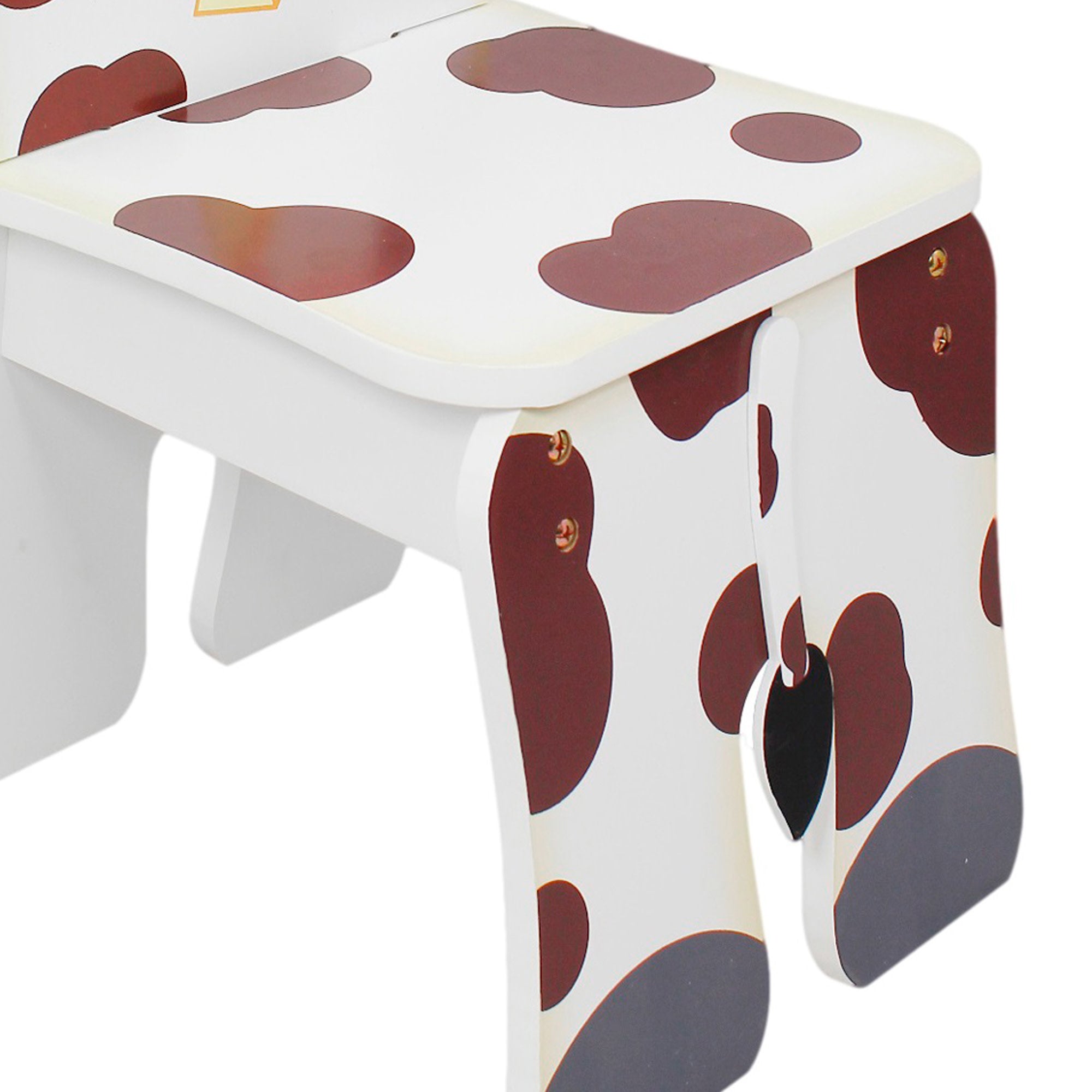 Fantasy Fields Toy Furniture Happy Farm Painted Child-Sized Cow Chair, White/Brown