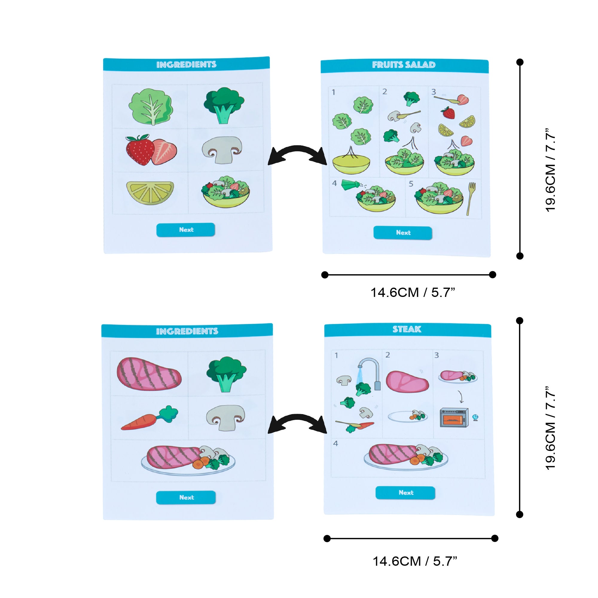 Teamson Kids - Little Chef Frankfurt Wooden Cutting food with Tablet and 3 recipes play kitchen accessories - Green- 20 pcs