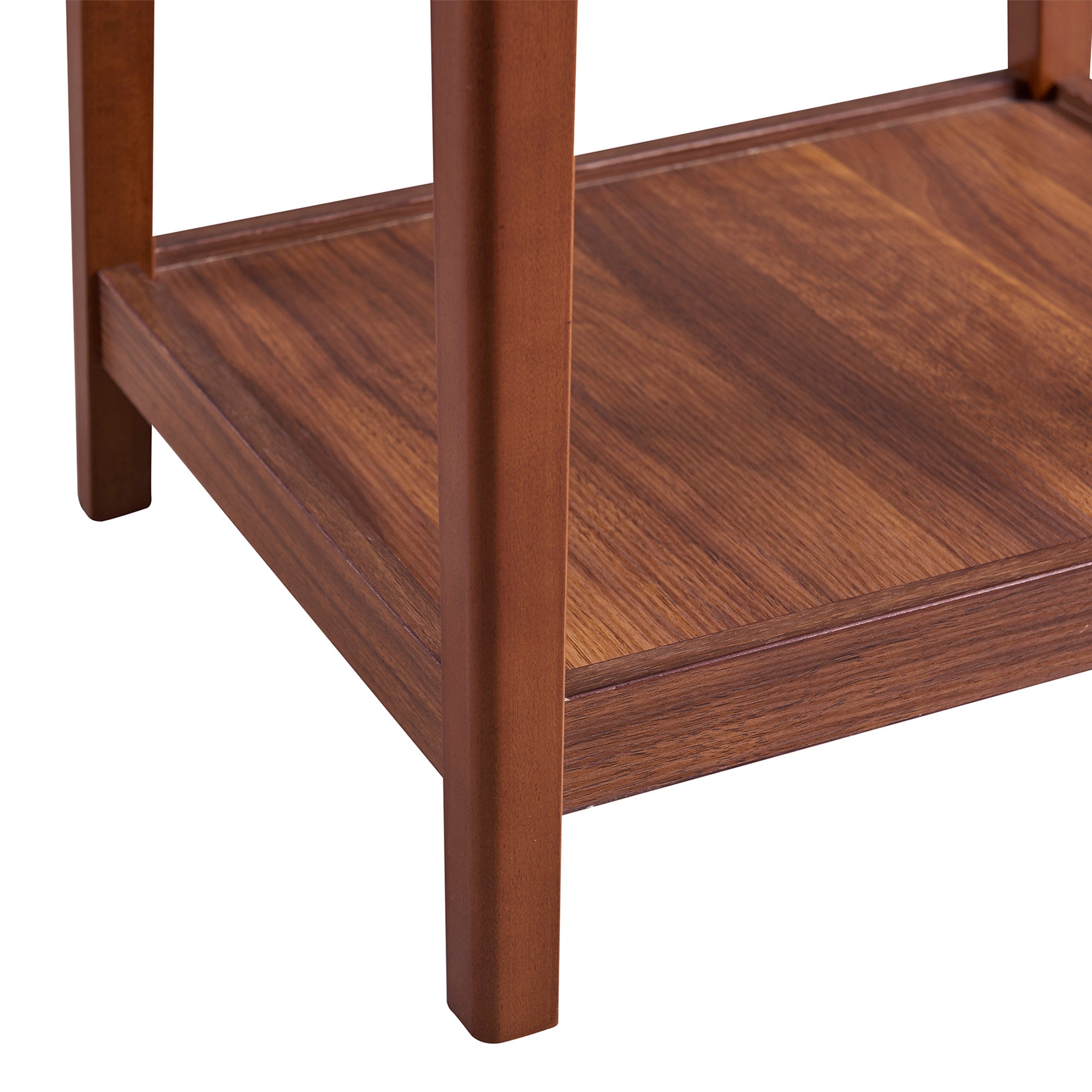 Teamson Home Kingston Wooden Side Table with Square Faux Marble Top & Open Bottom Shelf, White/Walnut