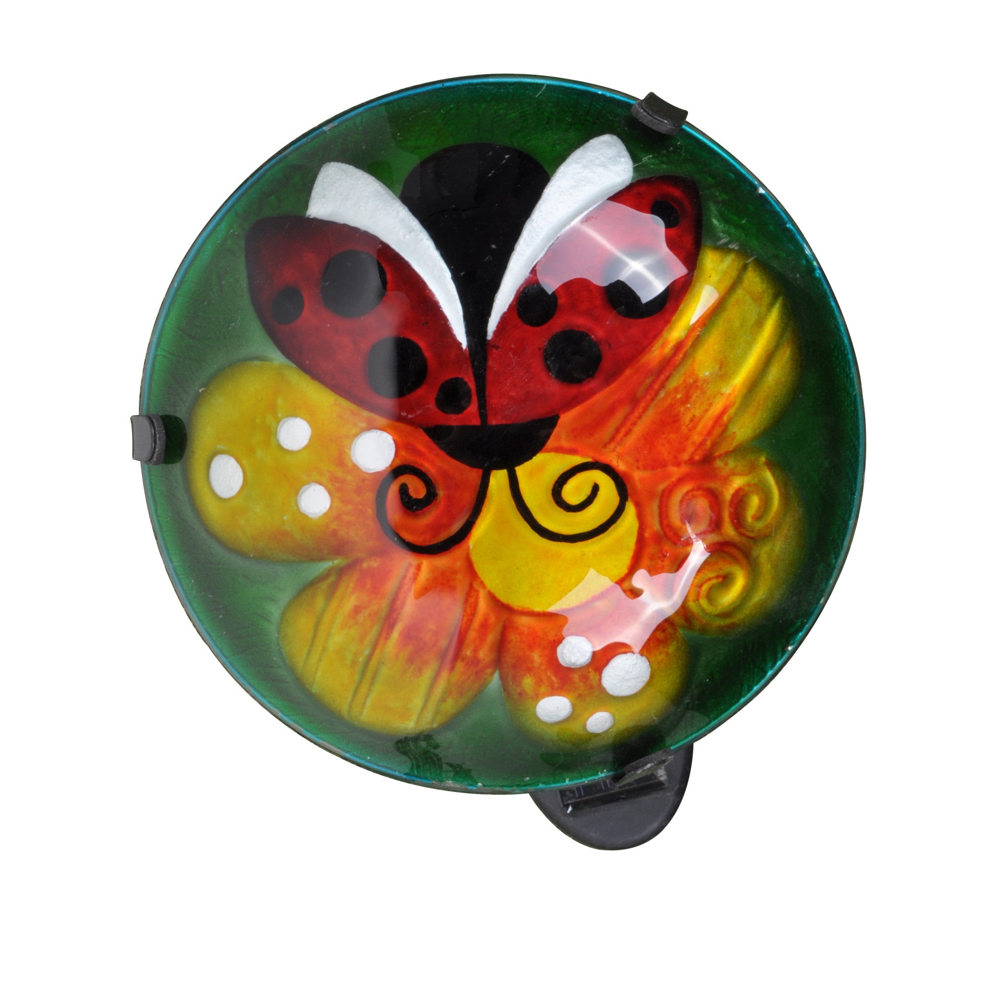 Teamson Home Outdoor Ladybug Fusion Glass Solar Powered LED Light Stake, Green