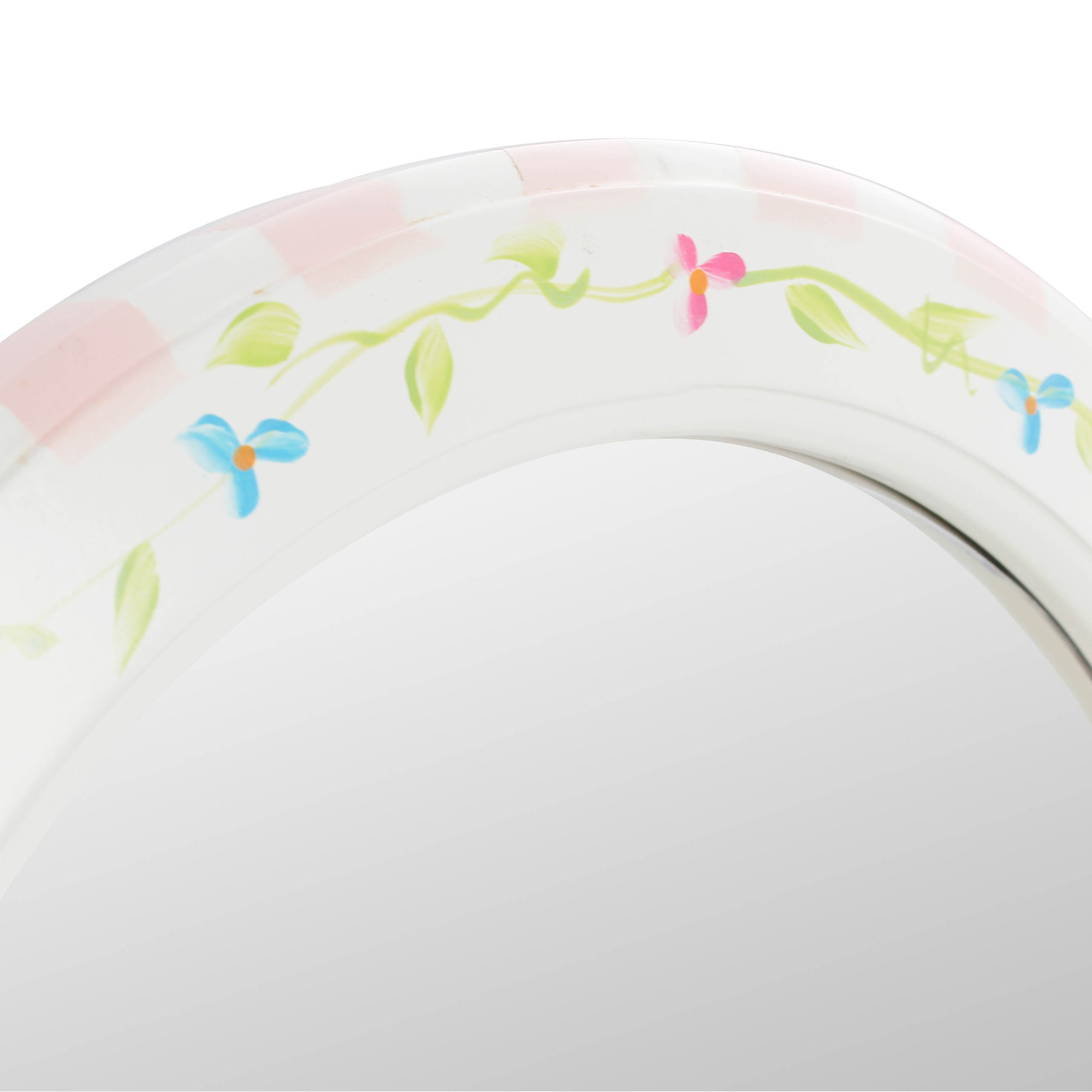 Fantasy Fields Toy Furniture Hand-Carved Adjustable Bouquet Standing Mirror with Painted Flower Details, Pink Stripes, & Kid-Safe Glass, White