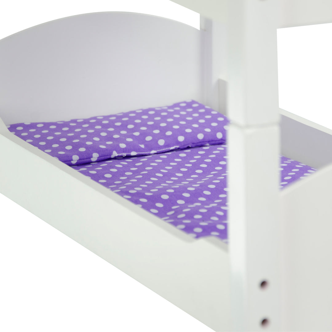 Olivia's Little World Polka Dots Princess 18" Doll Bunk Bed, Gray with purple polka dot sheets