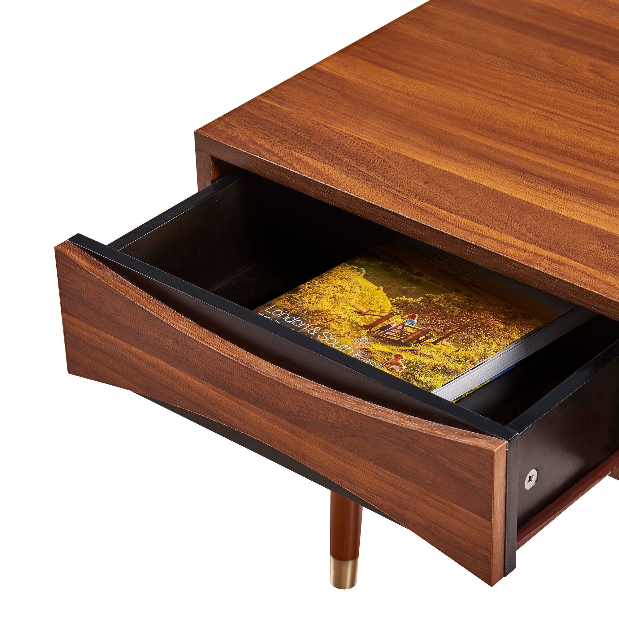 Teamson Home Dawson Modern Wooden Coffee Table with Storage, Walnut
