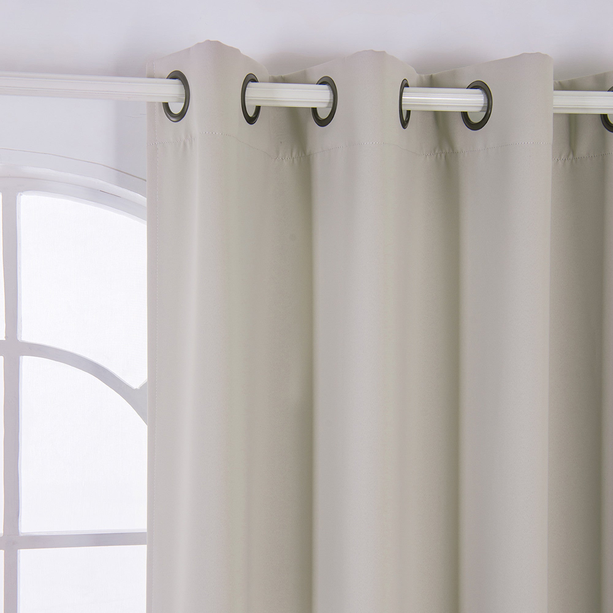 Teamson Home 84" Tripoli Premium Solid Insulated Thermal Blackout Window Curtain Panels with Grommets, Oyster