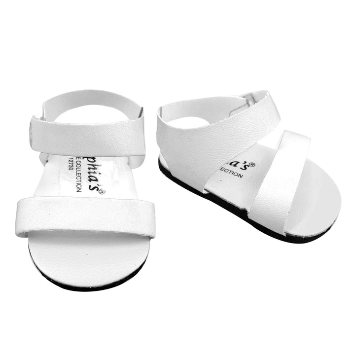 Sophia's Faux Leather Strap Sandals for 18" Dolls, White