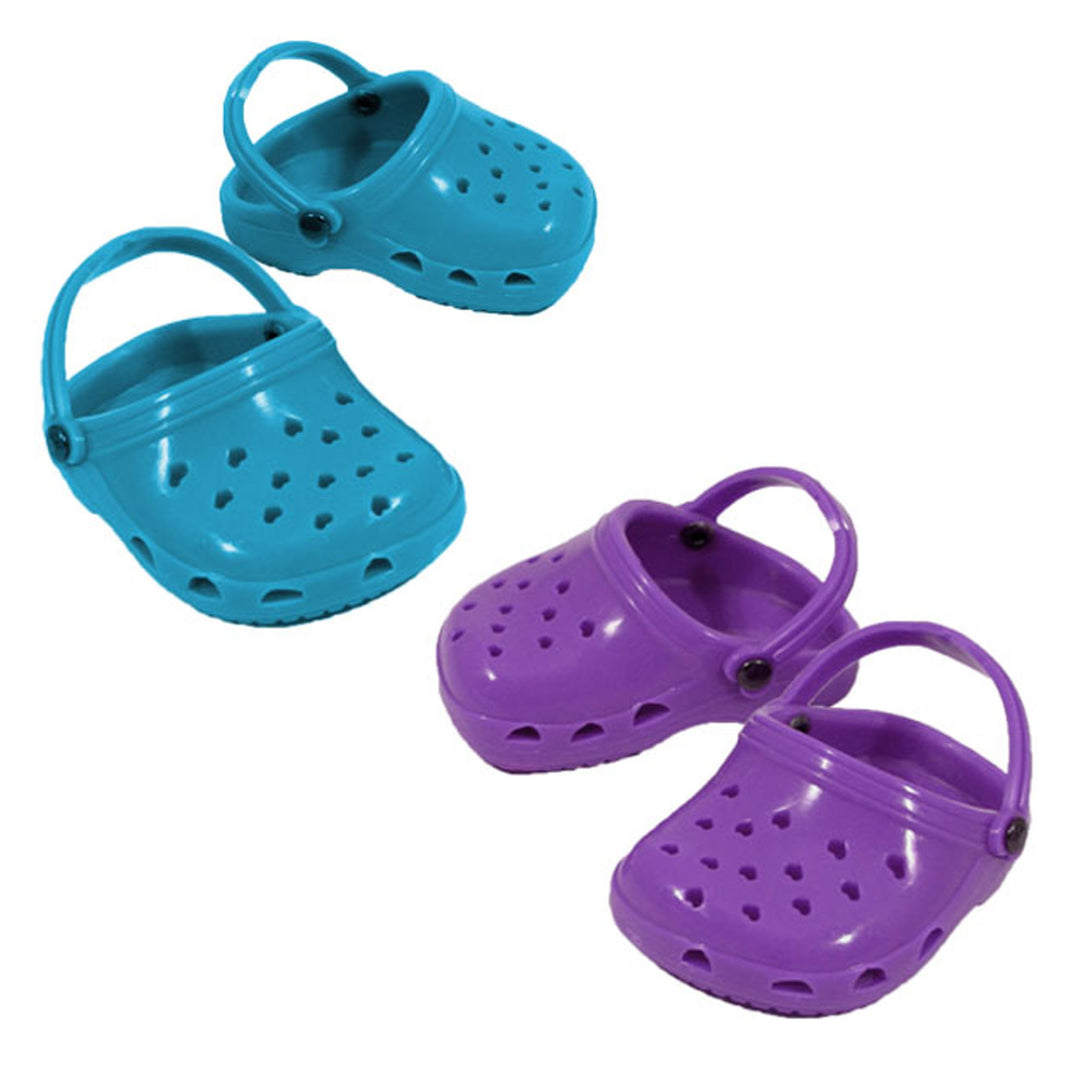 Sophia’s Set of 2 Purple and Teal Garden Clog Shoe for 18" Dolls.
