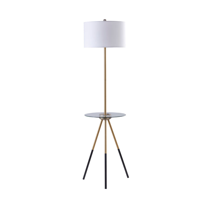 Teamson Home Myra Floor Lamp with Table, Gold/White Shade
