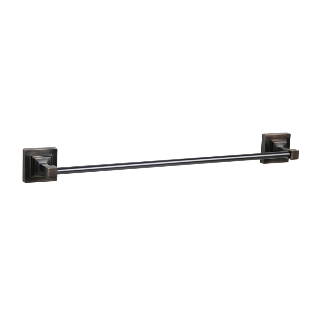 A Teamson Home 21" Oil Rubbed Bronze Towel Bar on a white background.