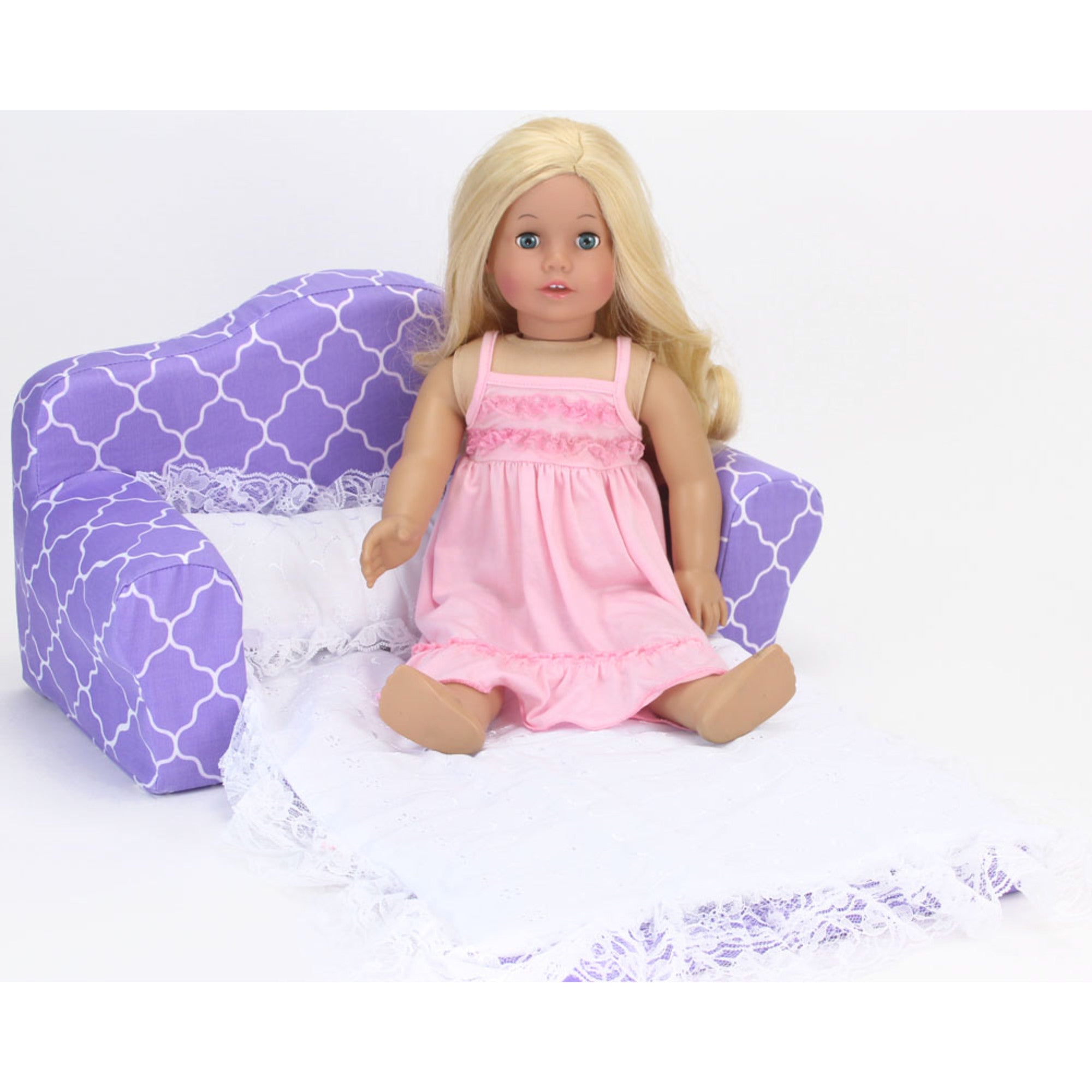 Sophia's - 18" Doll - Print Pull Out Sofa Double Bed - Purple