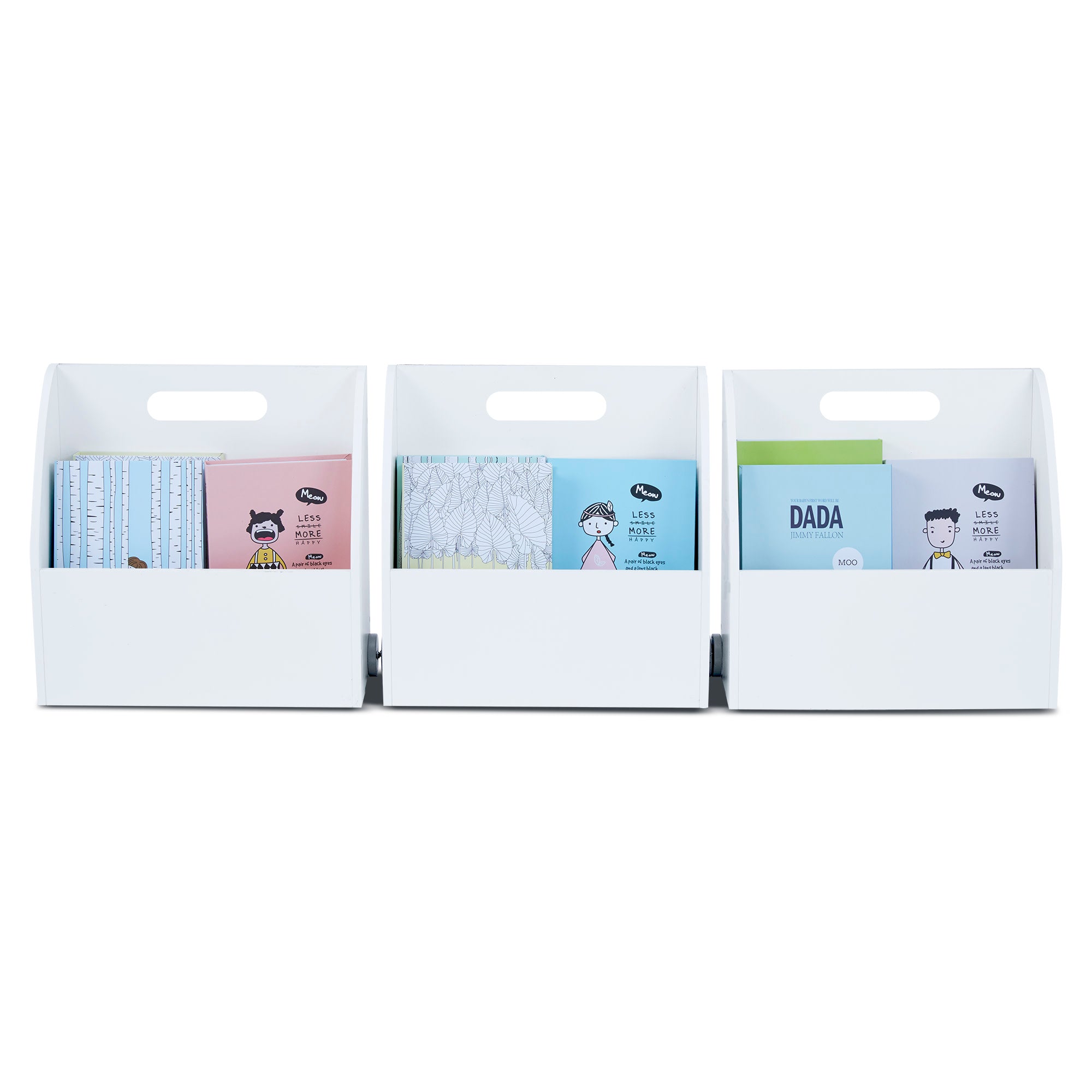 Fantasy Fields Kids Portable Bookcase Set of 3 with Magnetic Dry Erase Whiteboard, White
